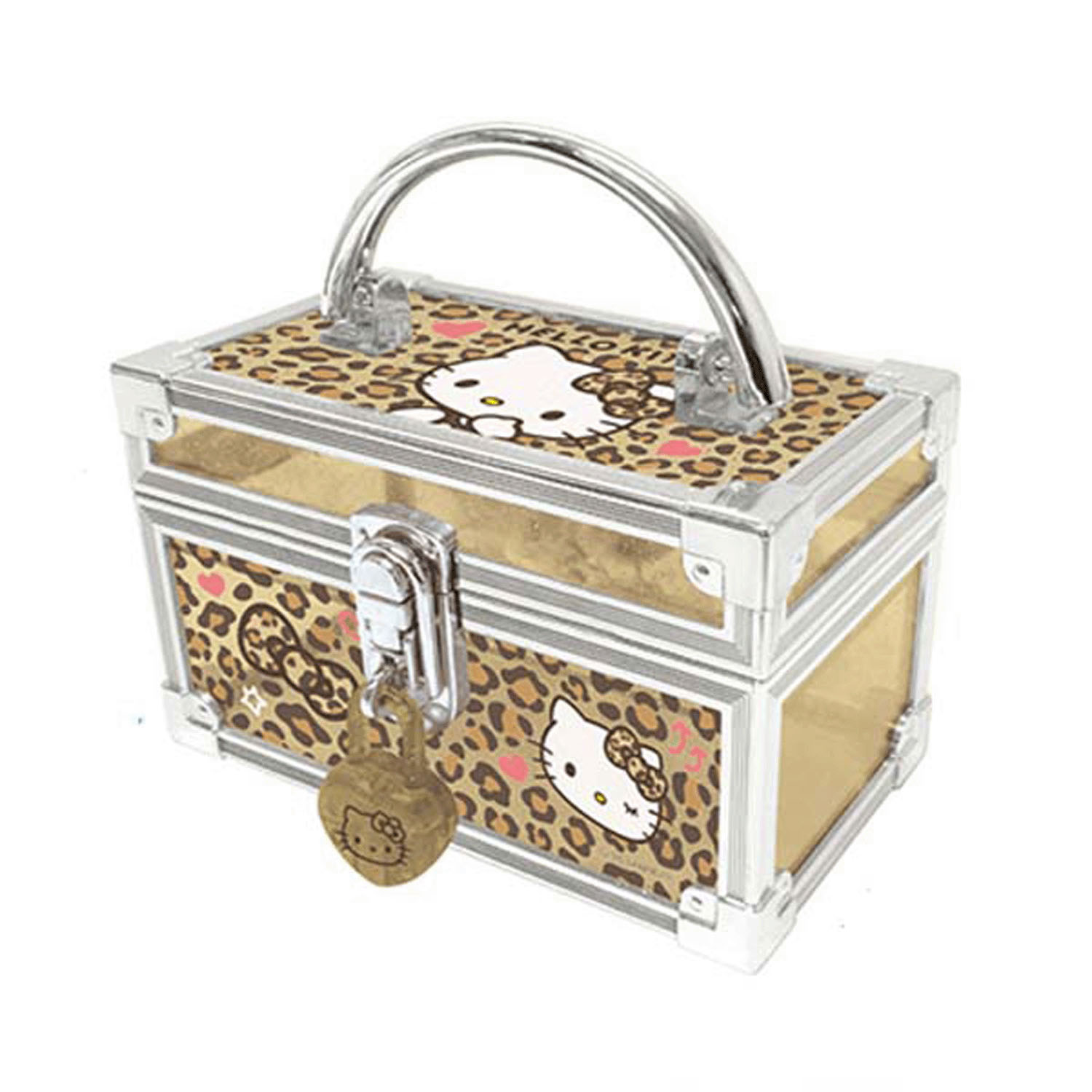 ハローキティ 鍵付きミニバニティケース ヒョウ柄 - 画像1