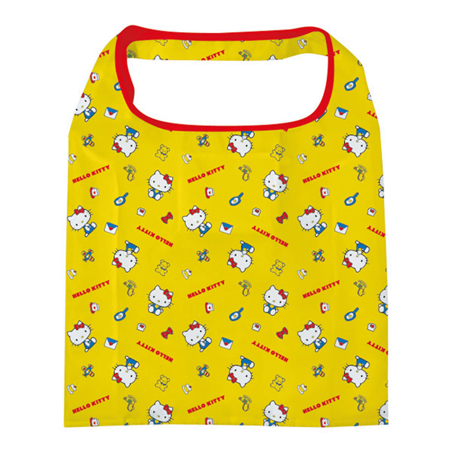 ハローキティ ポケット付きエコバッグ イエロー - 画像1