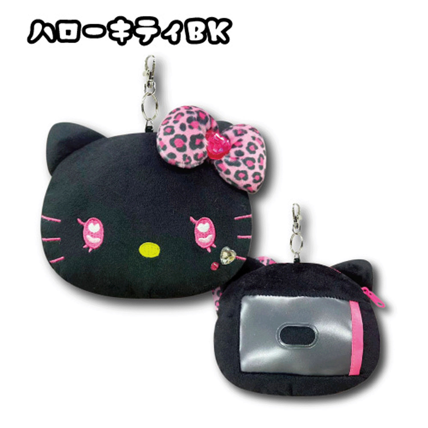 サンリオ フェイスリールパスケース ギャル3 ハローキティ BK - 画像1