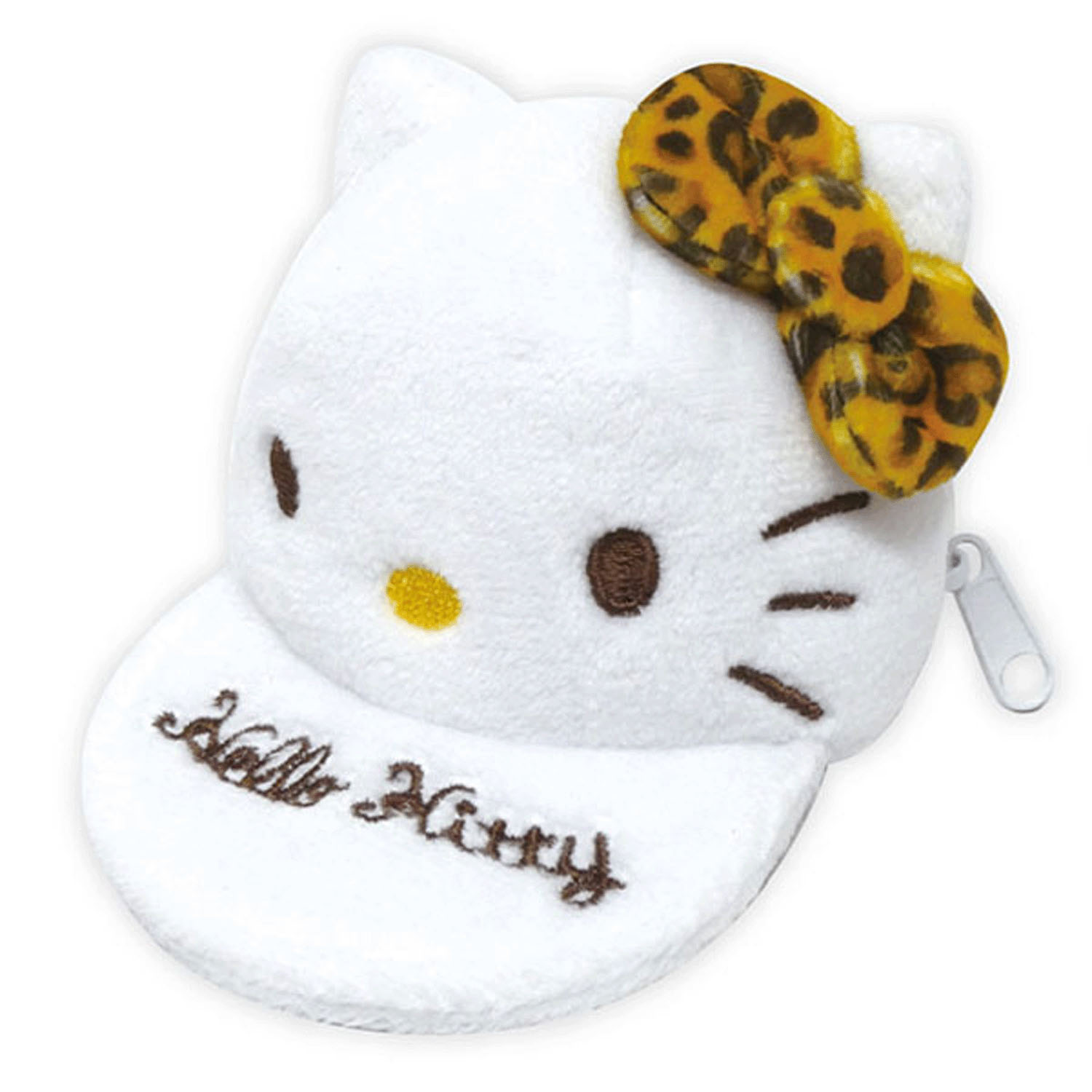 サンリオキャラクターズ ハローキティ 帽子型ポーチ ヒョウ柄 ブラウン - 画像1