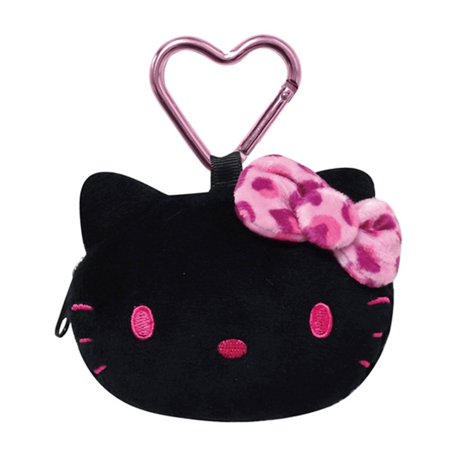 ハローキティ ヒョウ柄シリーズ 小銭入れ ブラック／ピンク - 画像1