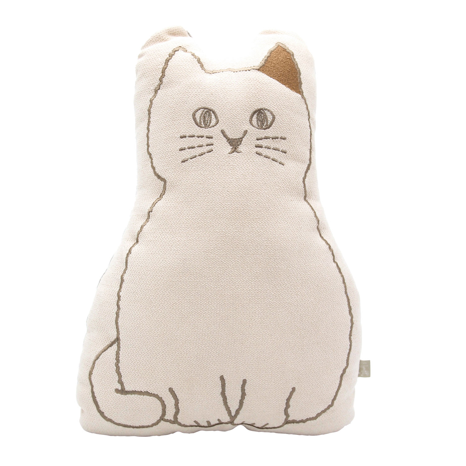 にゃふにゃふ 刺しゅう繍ダイカットクッション アイボリー - 画像1