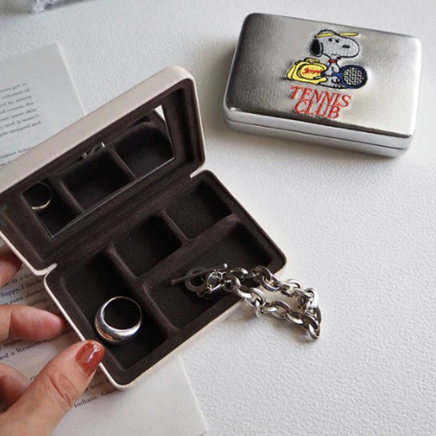 スヌーピー マルチケース コンパクトミラーケースL SILVER - 画像3