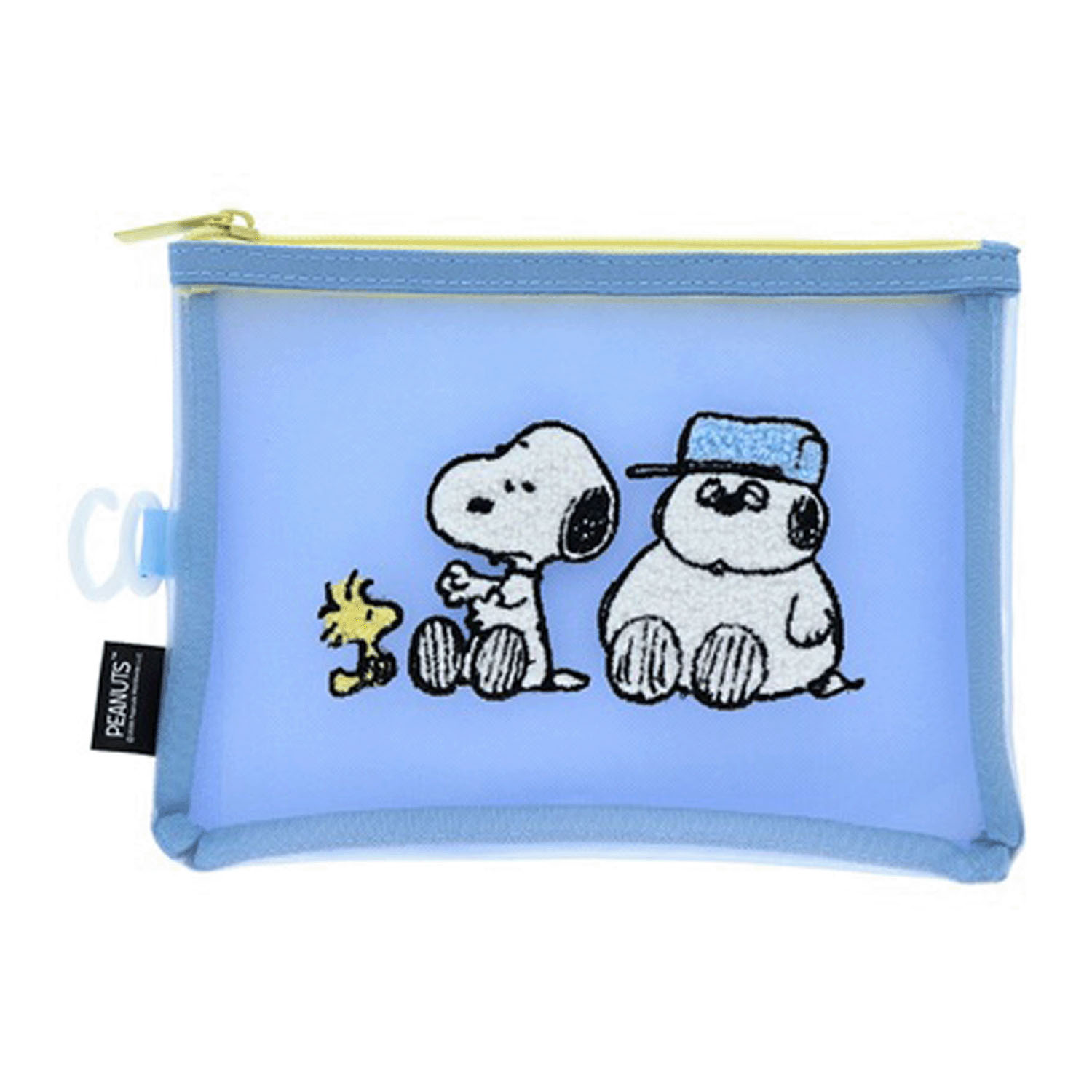 ピーナッツ スヌーピー＆シブリングス サガラ刺繍メッシュポーチ ブルー - 画像1