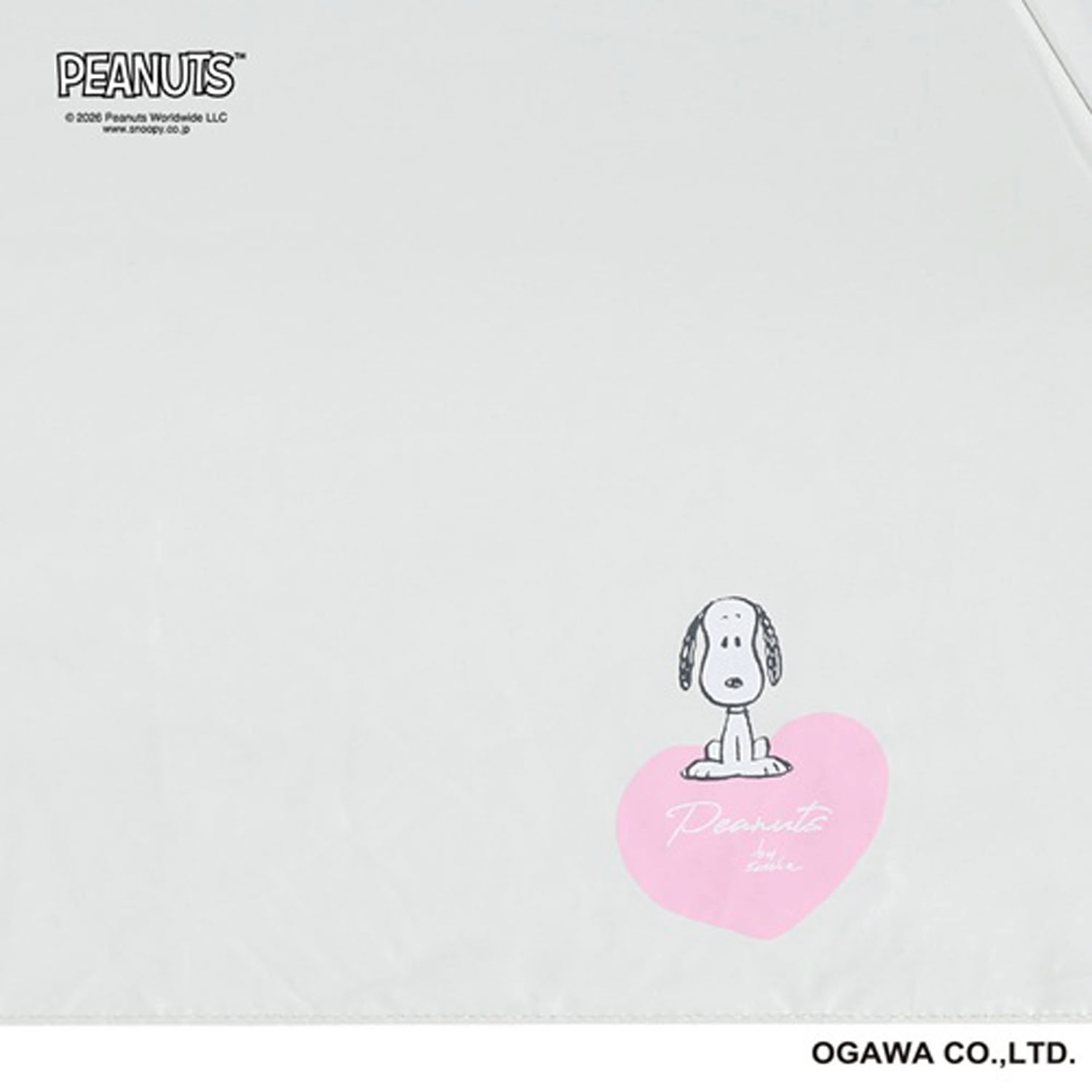 ピーナッツ スヌーピー 晴雨兼用折りたたみ傘 ホワイト・ハート - 画像2