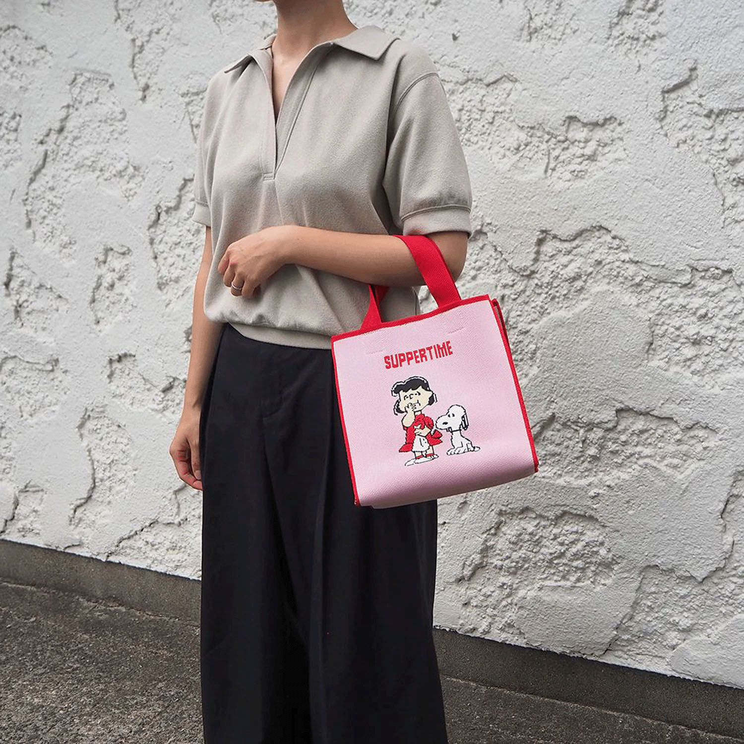 PEANUTS キュービックバッグM ピンク - 画像4