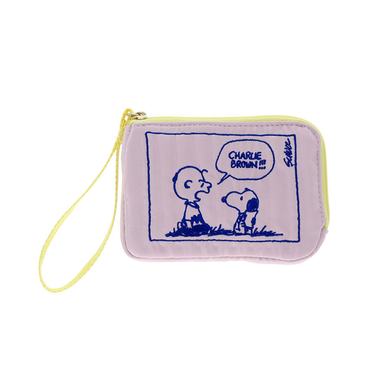 刺繍フラットポーチ PEANUTS Favorite Story ピンク - 画像1