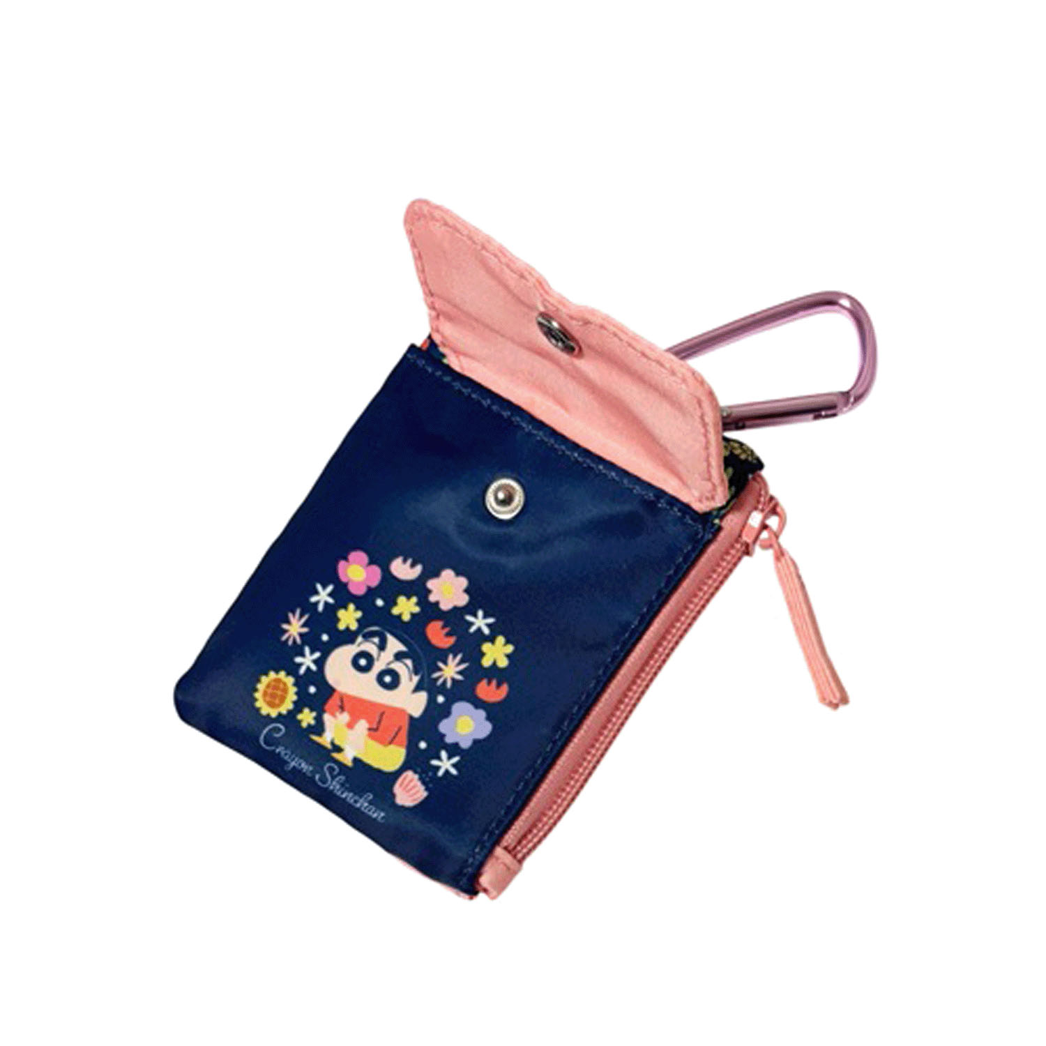 クレヨンしんちゃん リール付きパスケース フラワー ネイビー - 画像3