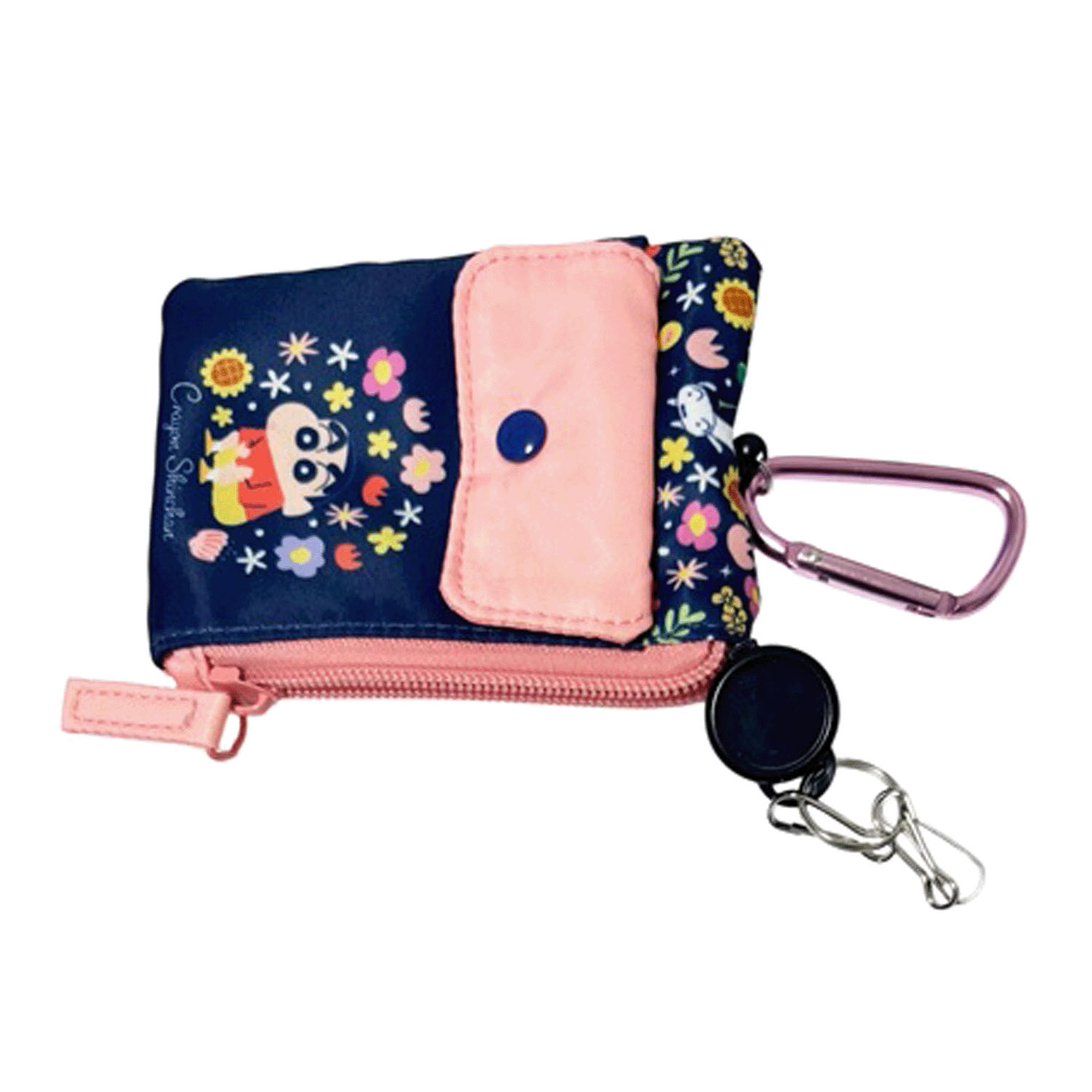 クレヨンしんちゃん リール付きパスケース フラワー ネイビー - 画像5