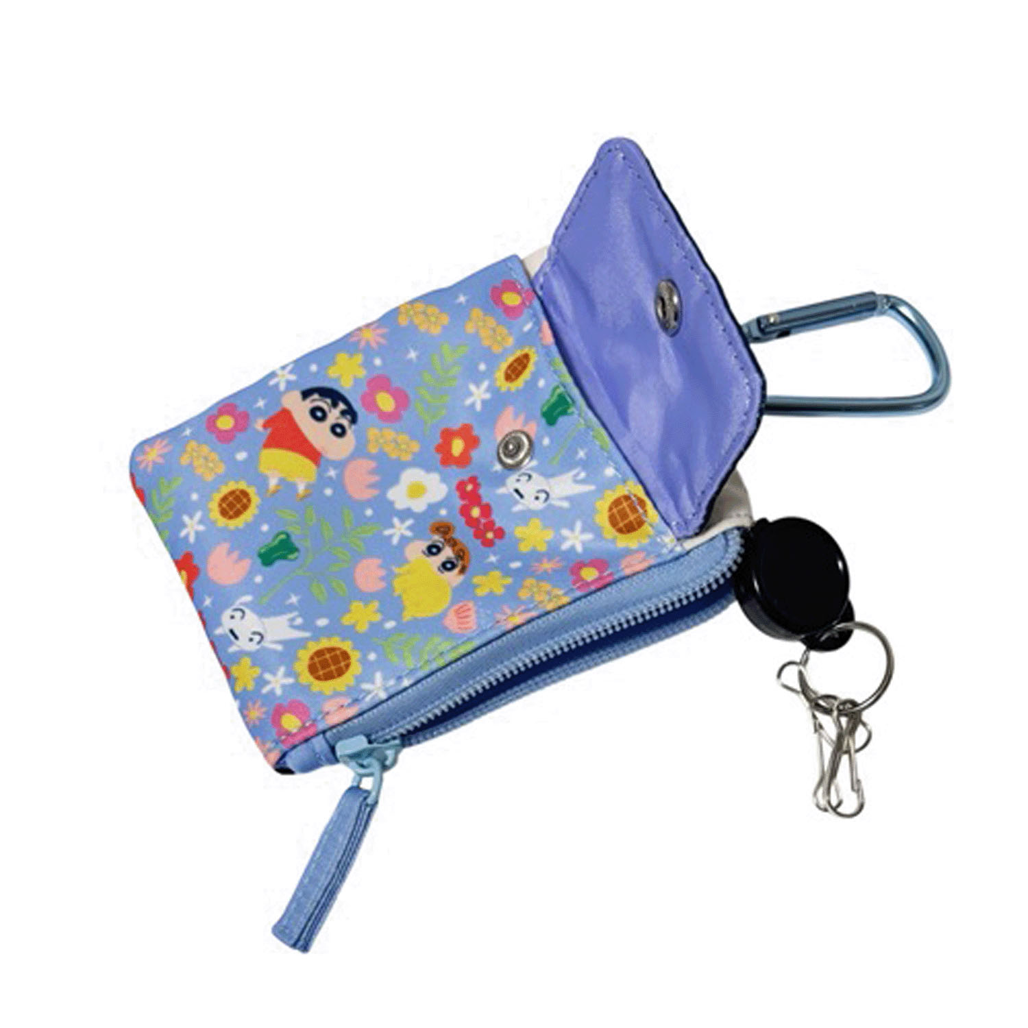 クレヨンしんちゃん リール付きパスケース フラワー ブルー - 画像4