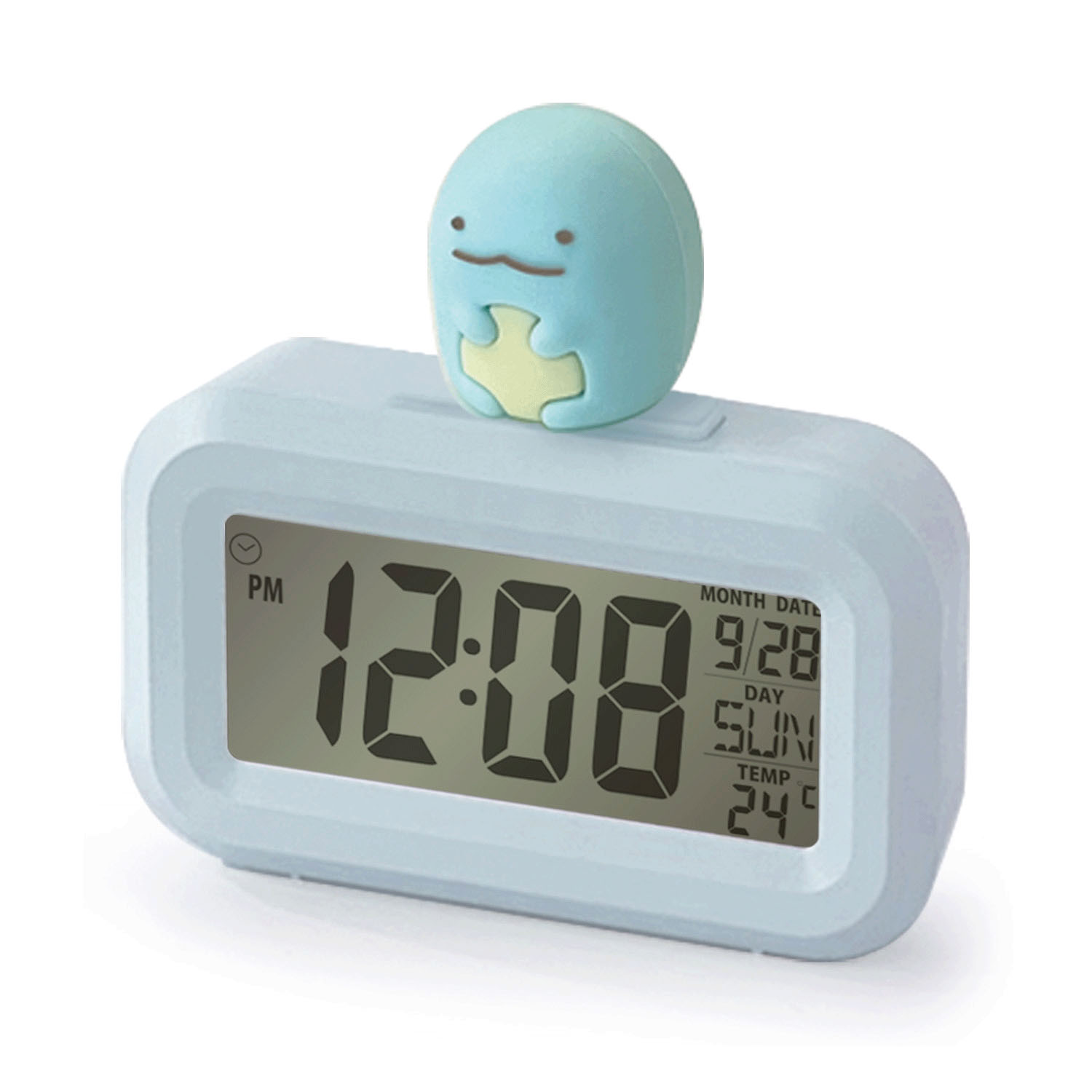 すみっコぐらし 3Dフィギュア付き デジタルクロック とかげ ブルー - 画像1