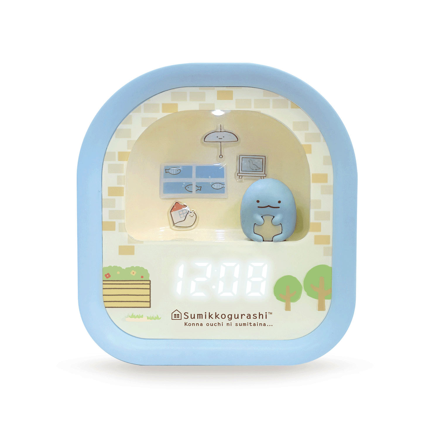すみっコぐらし 3Dフィギュア LEDライト付き デジタルクロック とかげ ブルー - 画像1