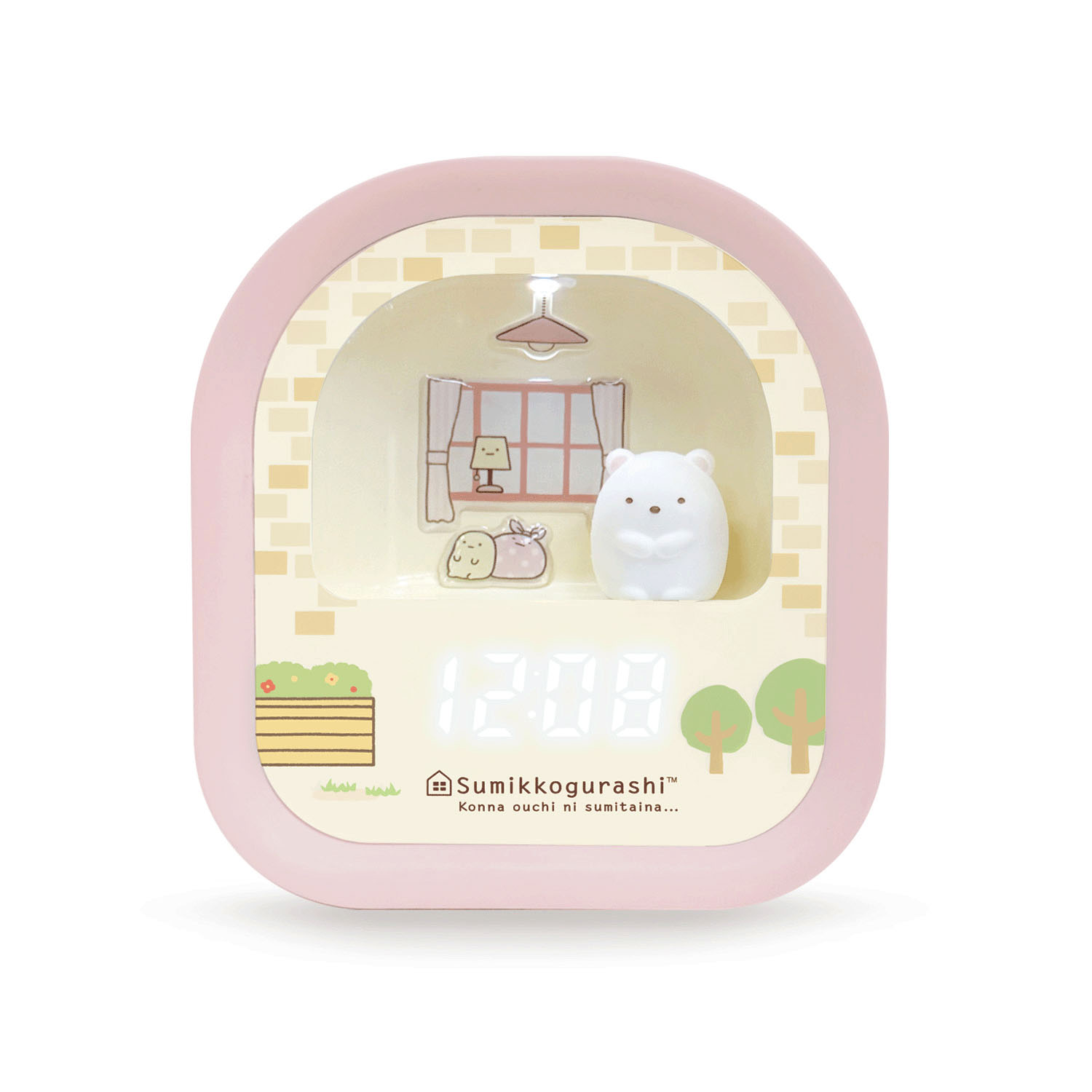 すみっコぐらし 3Dフィギュア LEDライト付き デジタルクロック しろくま ピンク - 画像1