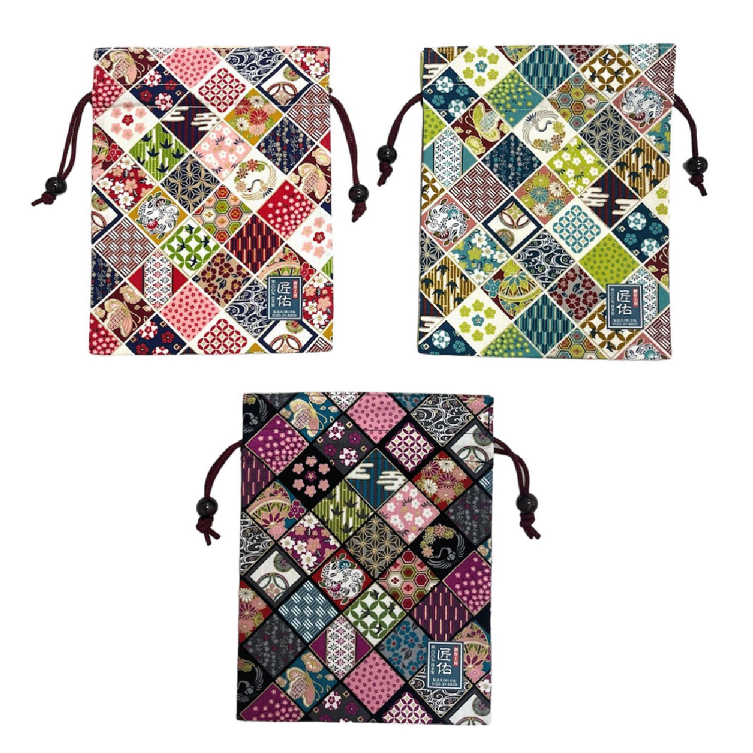 【10－00白、15－00黒・在庫限りで製造終了】平巾着 花 - 画像1