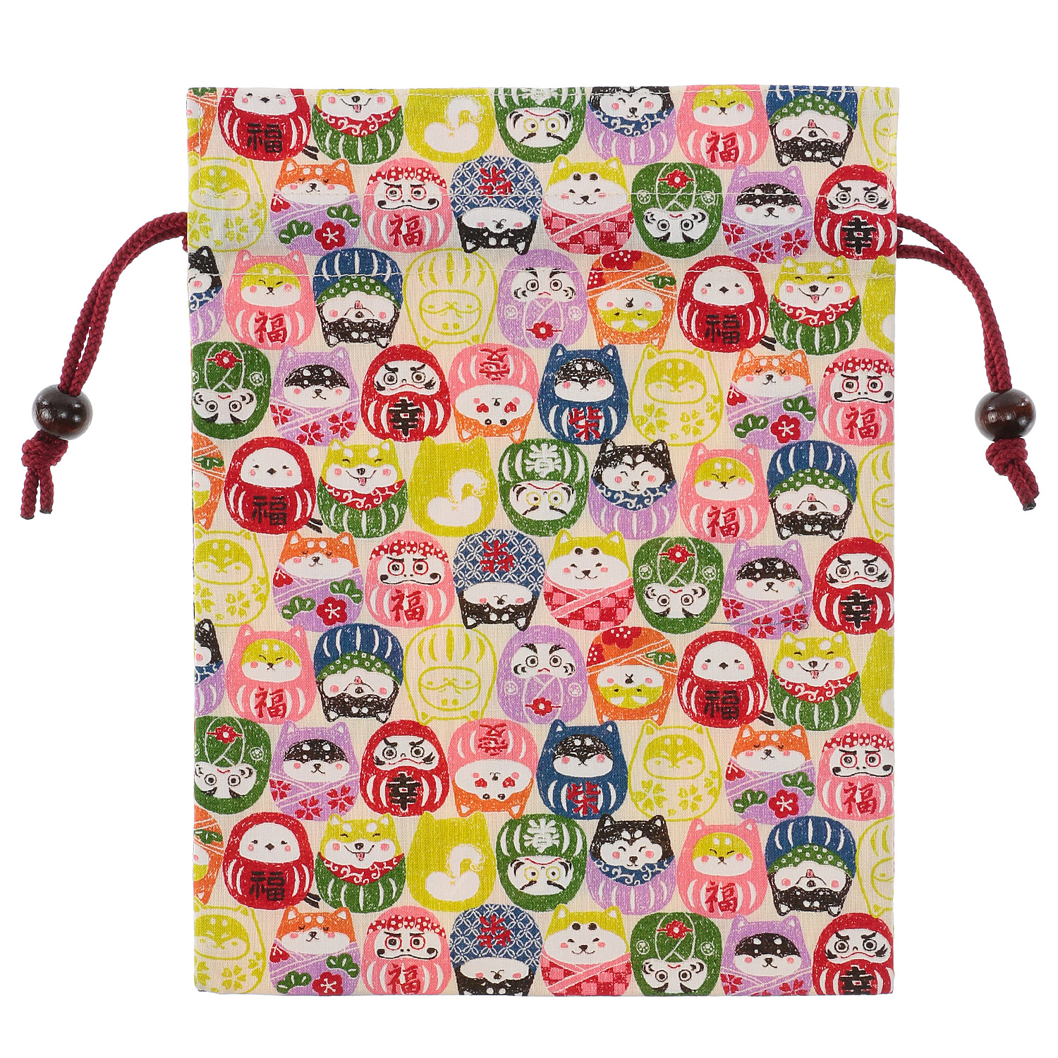 平巾着 だるまと柴犬 - 画像2