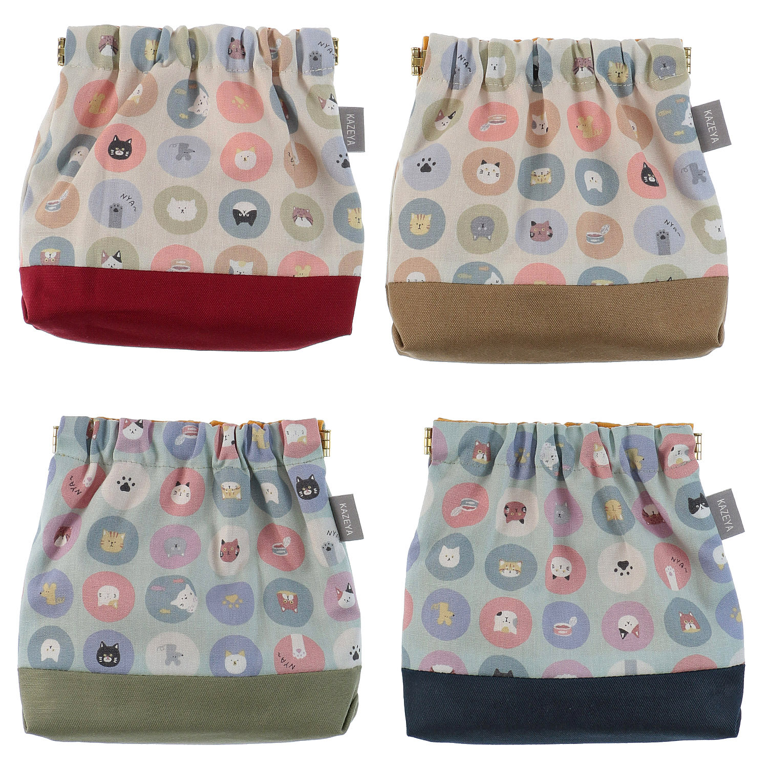 ばねポーチ ドット猫