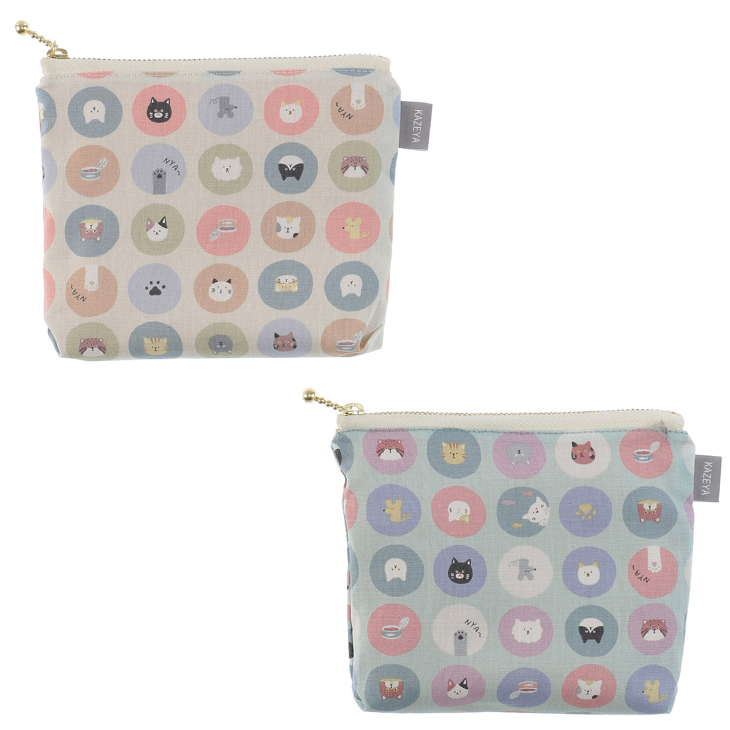 ファスナーポーチ ドット猫 - 画像1