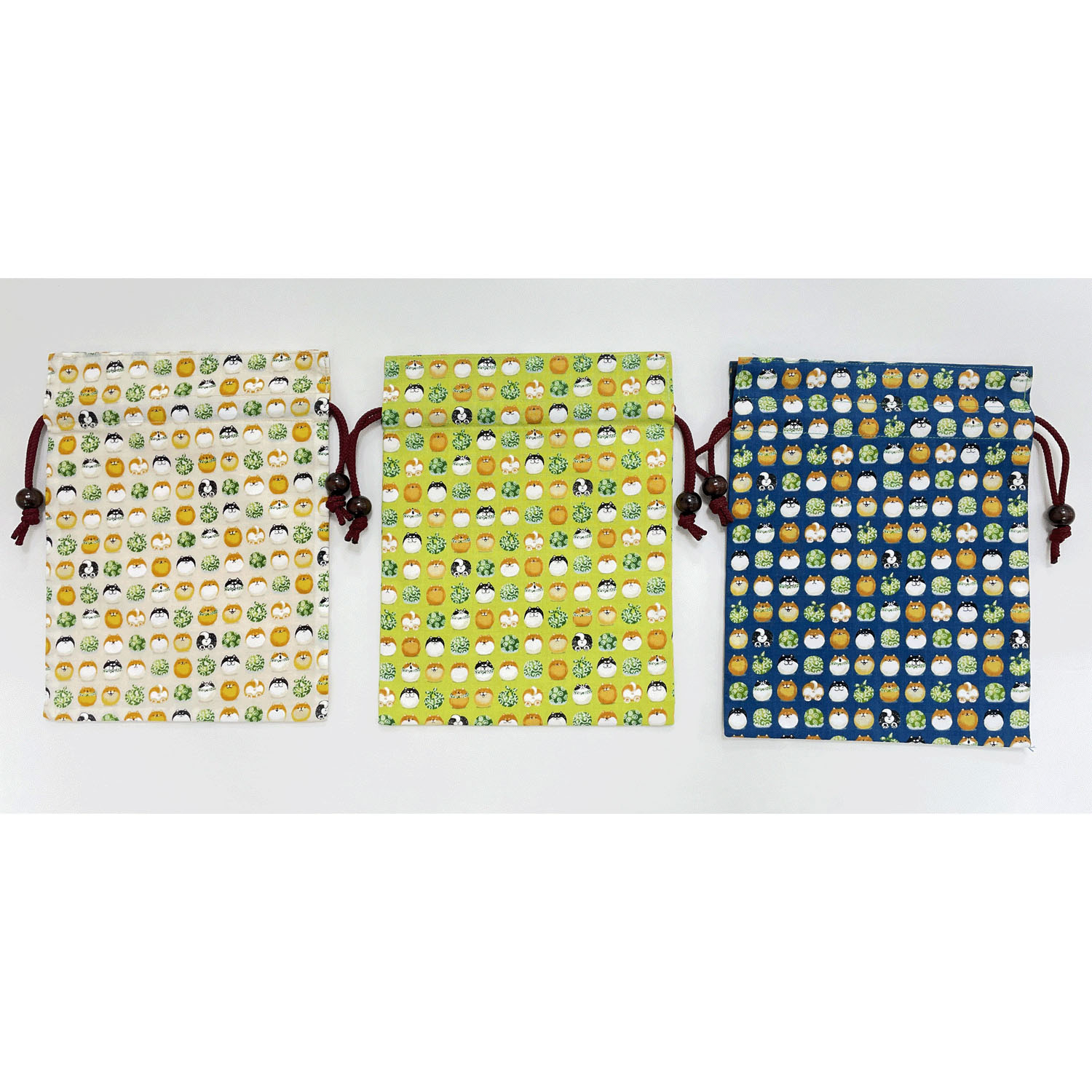 【74紺 在庫限りで終了】平巾着柴犬まんじゅう