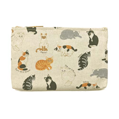 【2026年4月1日より価格変更】ねこ日和 竹玉付角平ポーチ - 画像1