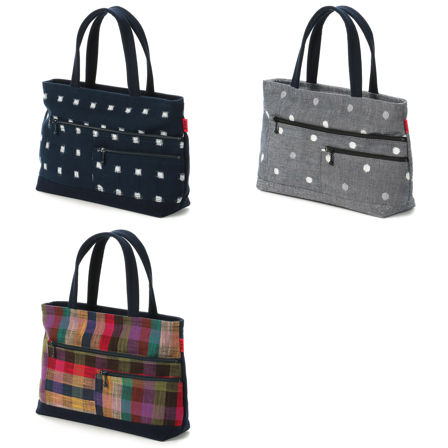 久留米絣 儀右ヱ門 仕分けポケット付トートバッグ - 画像1