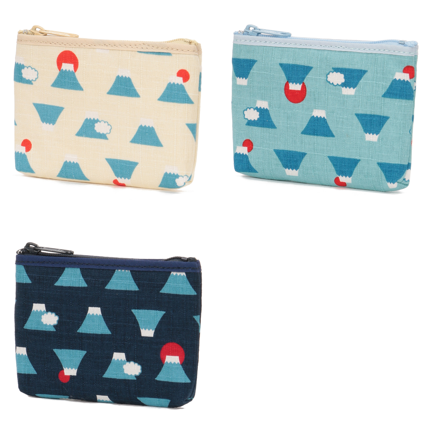 富士山柄 ファスナー付きカード小銭入れ - 画像1