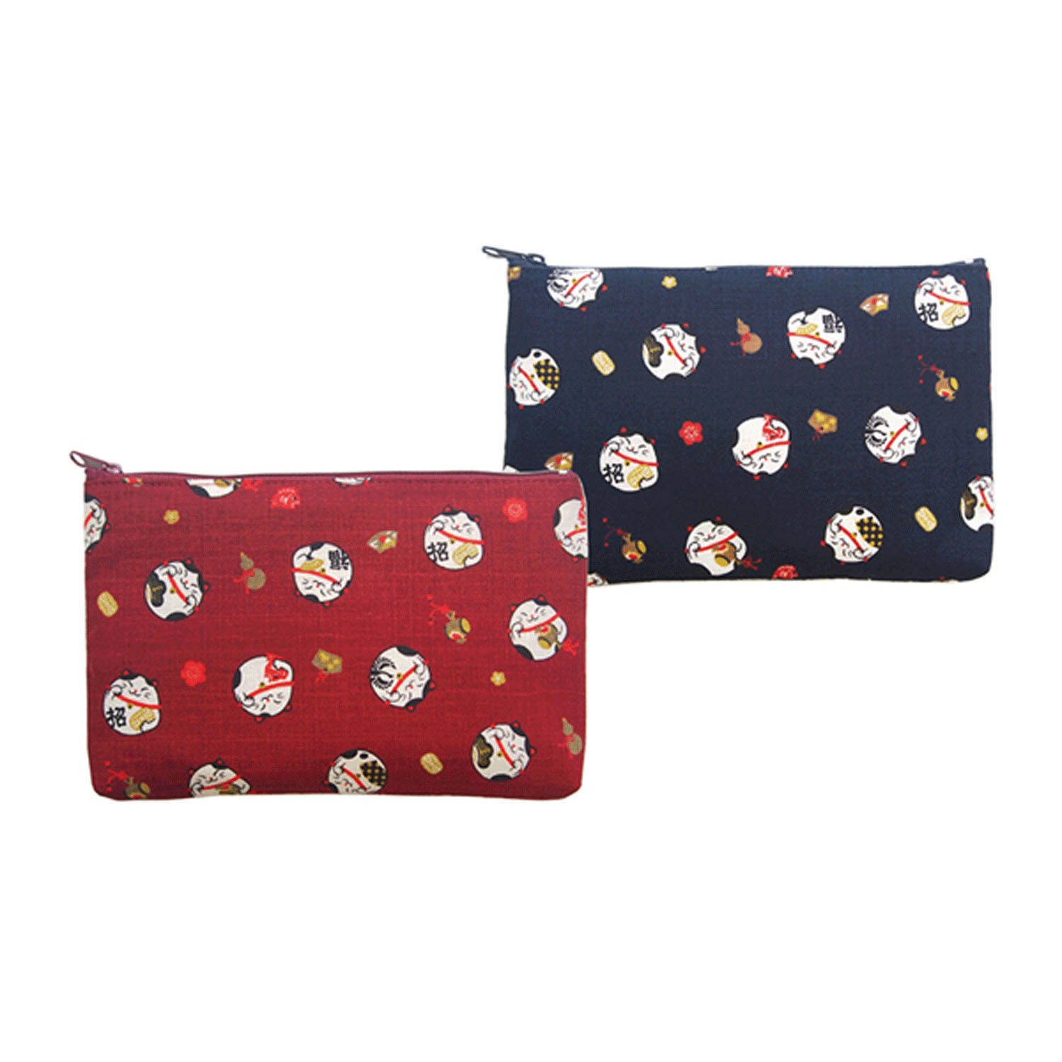 【2026年3月17日より価格変更】縁起屋福丸ねこ 平ポーチ小 - 画像1