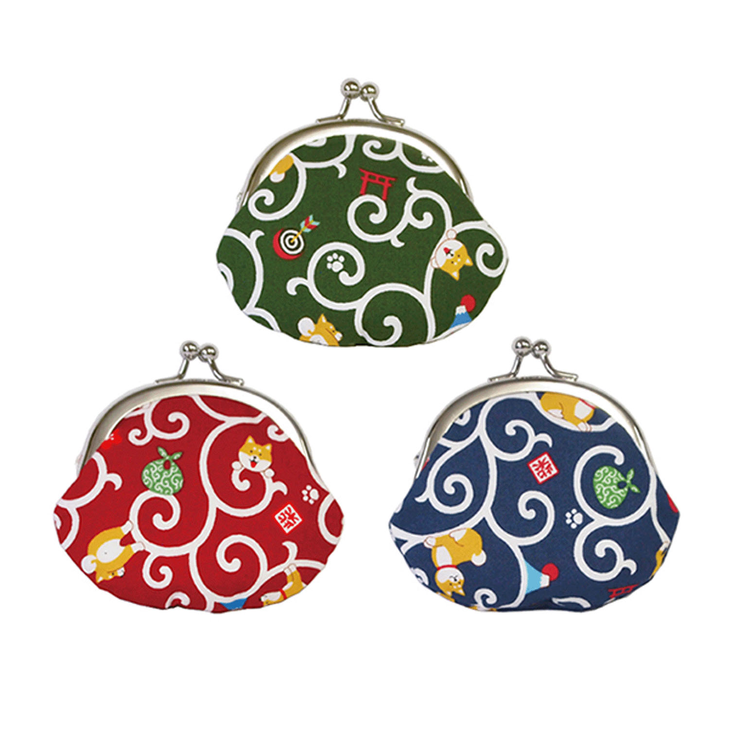 縁起屋 柴犬唐草 2．6寸がま口