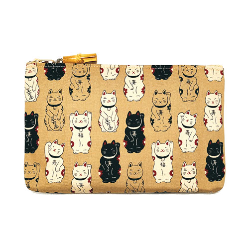 福あつめ 招き猫 竹玉付角平ポーチ - 画像2