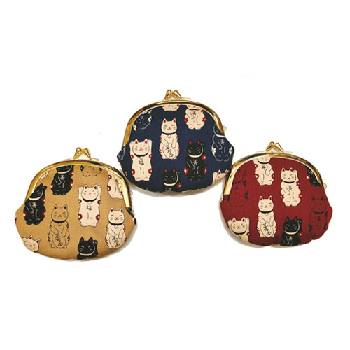 福あつめ 招き猫 3．3口金小銭入