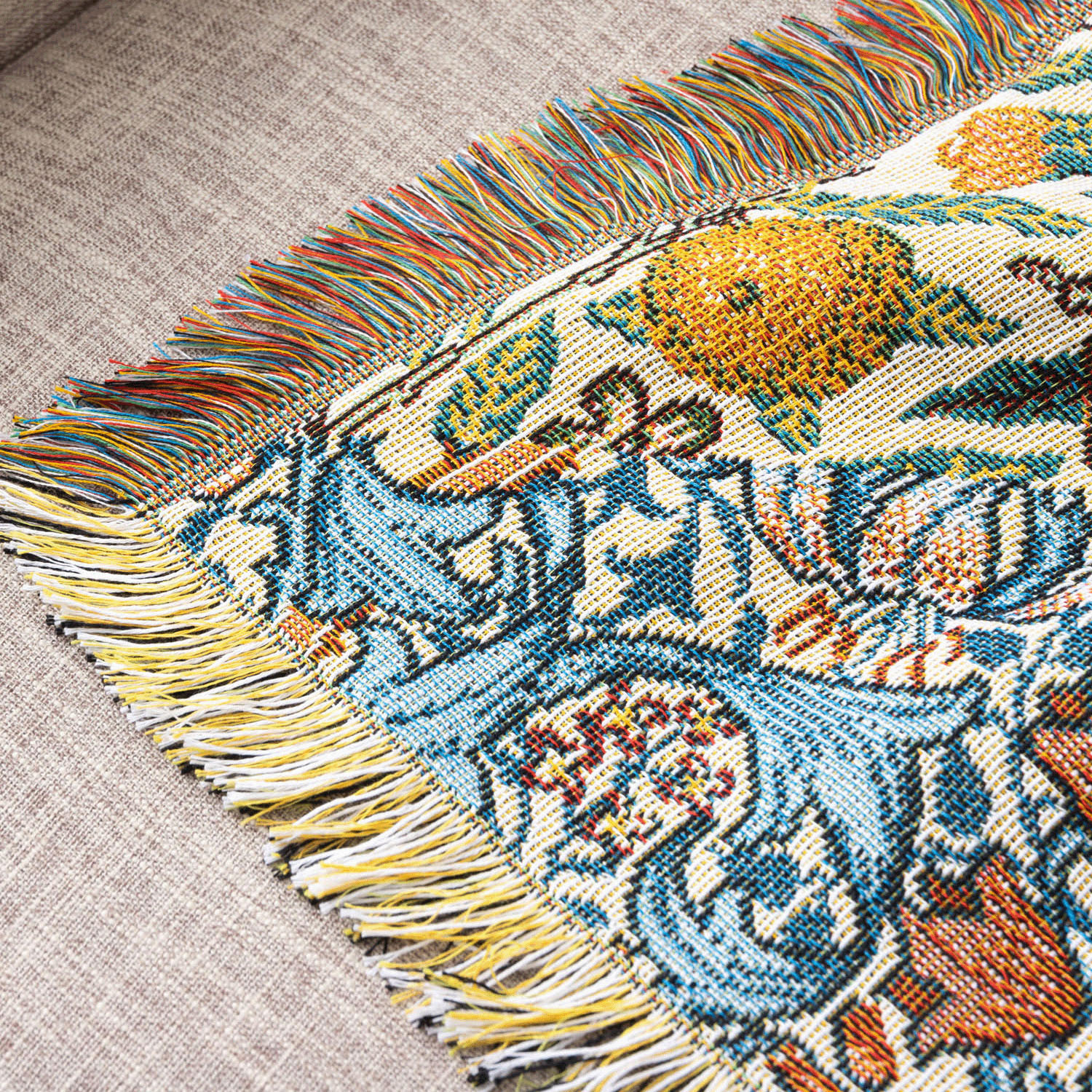 ジャガード織 スローケットラグ ウィリアムモリス柄 - 画像3