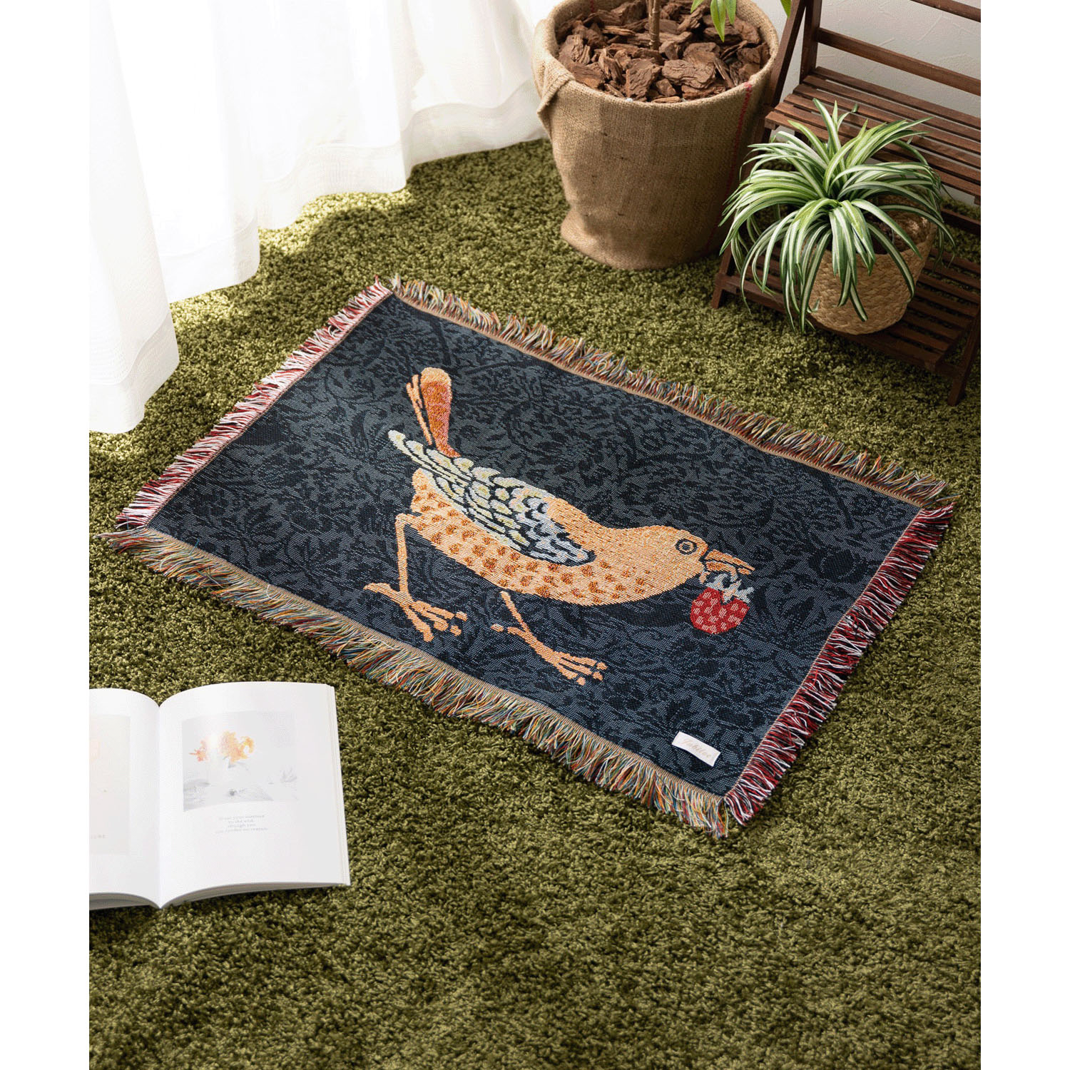 ジャガード織スローケット 鳥 - 画像6