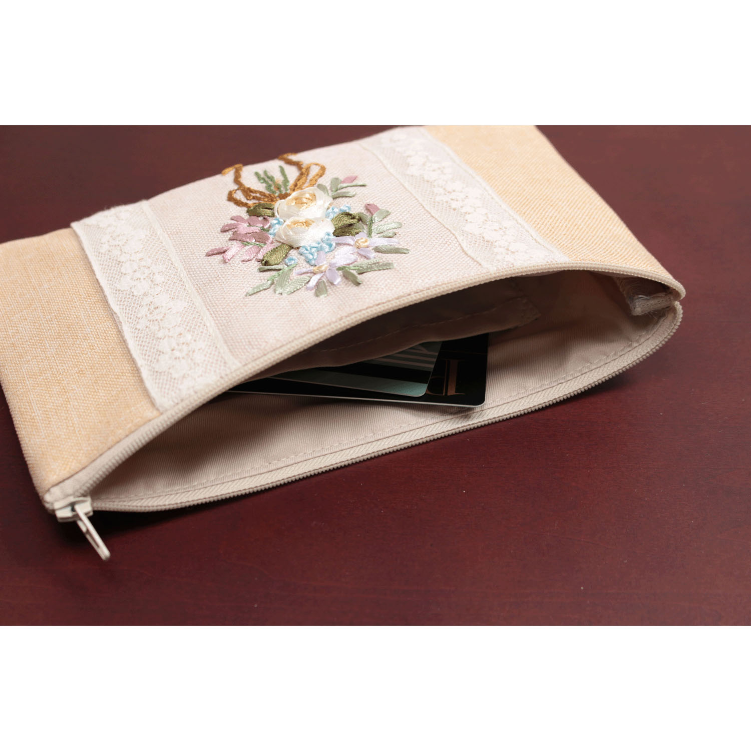リボン刺繍 ベージュ マルチケース - 画像5