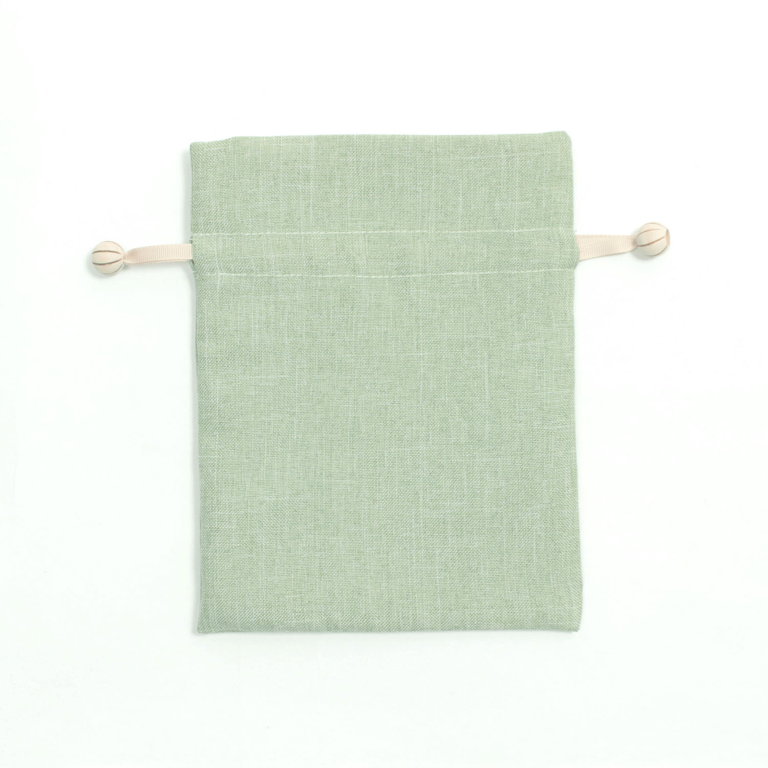 リボン刺繍 グリーン 巾着 - 画像2