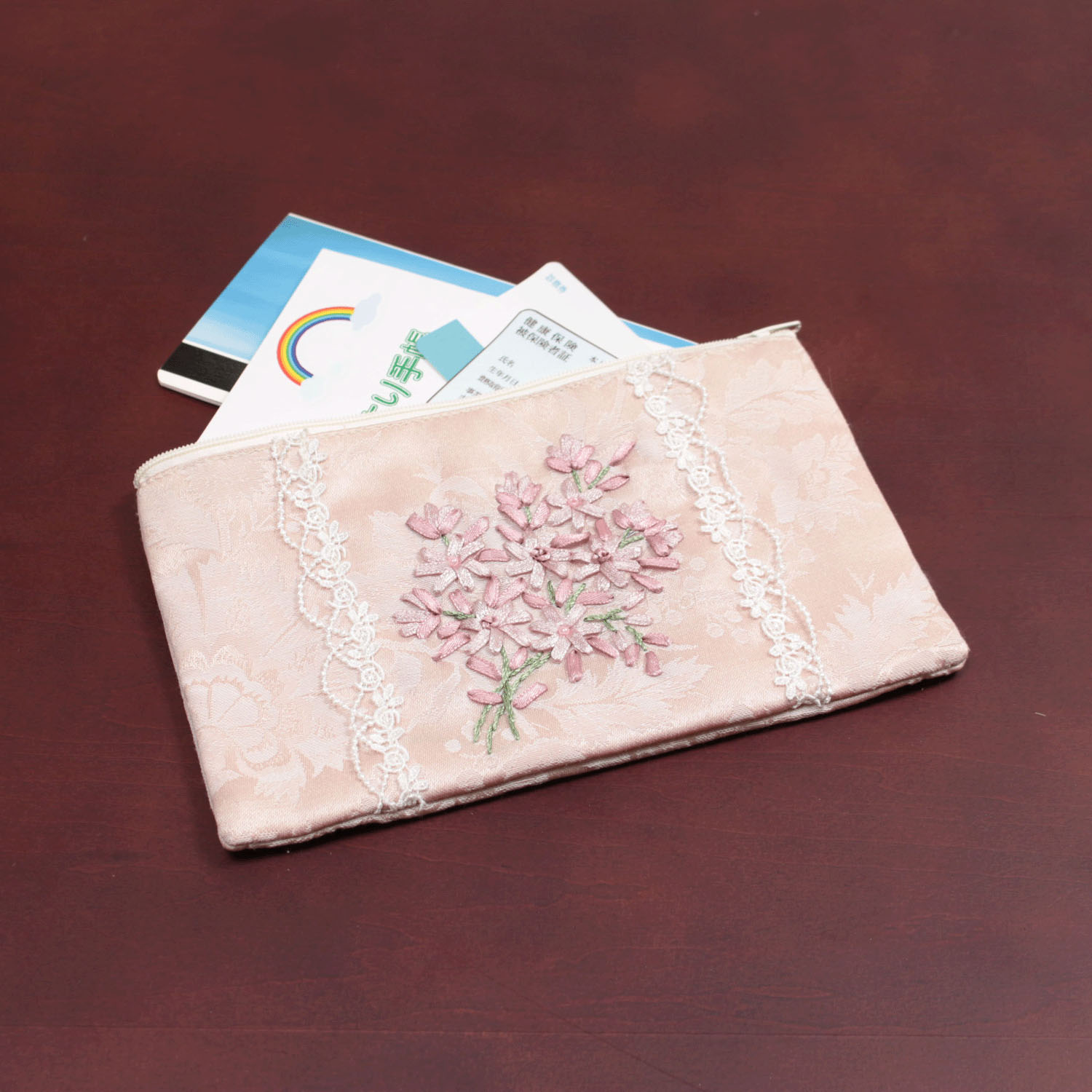 リボン刺繍 ピンク マルチケース - 画像4