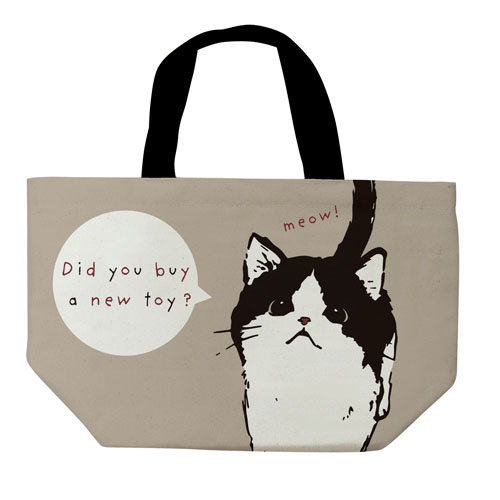 ミニトートバッグ まめはち／グレー - 画像1