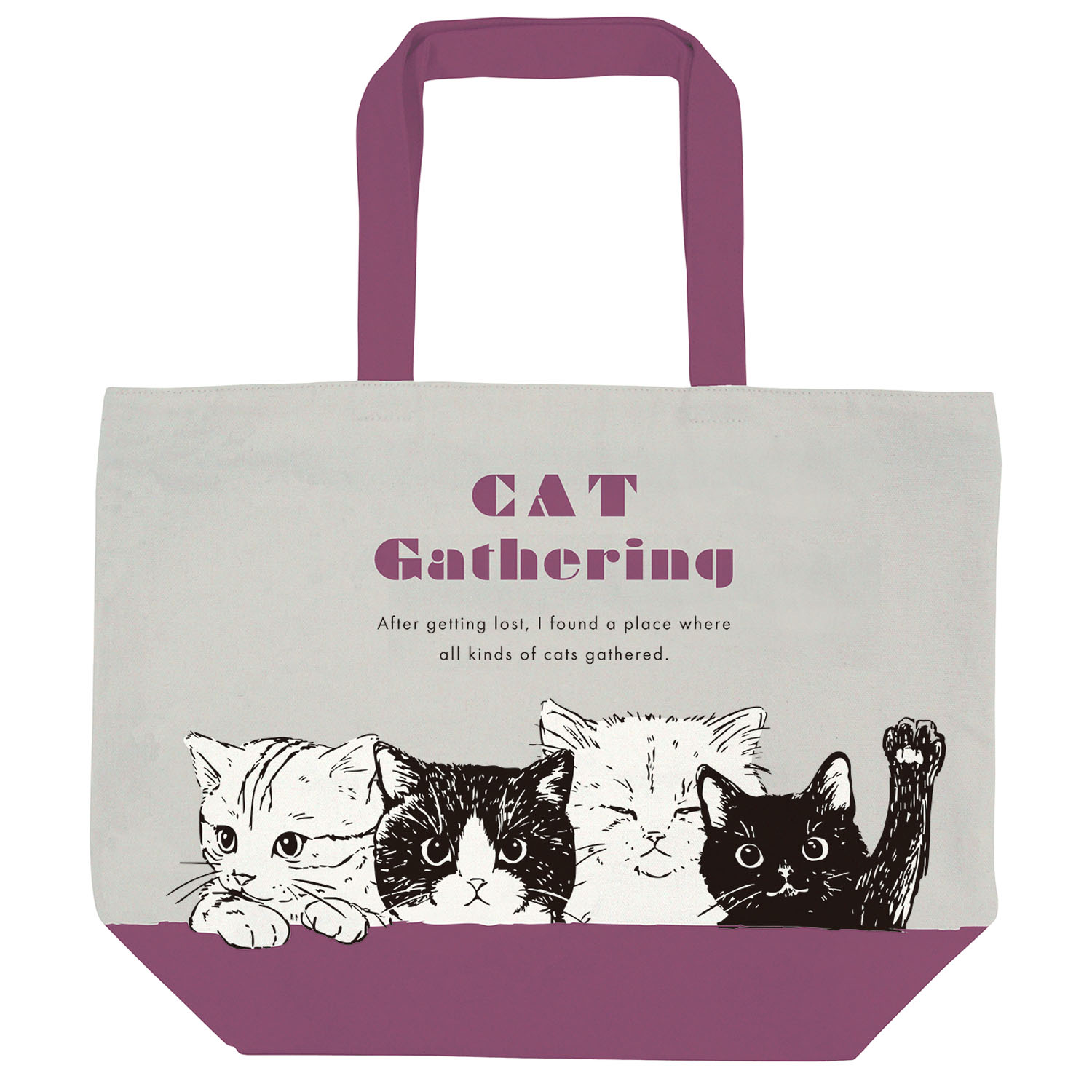 横型トートバッグ キャット集会 - 画像1