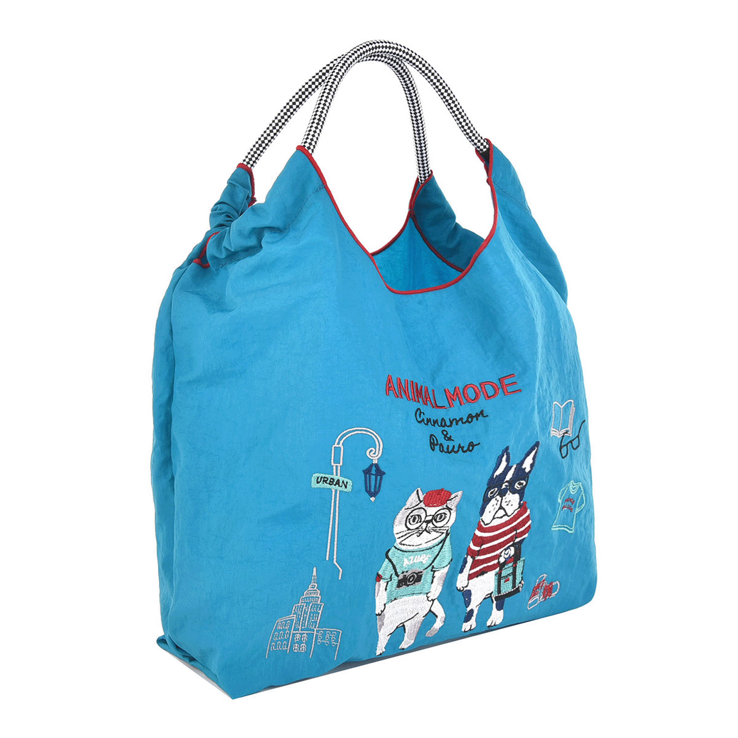 撥水加工刺繍ワッシャーバッグ M アニマルモード柄 - 画像12