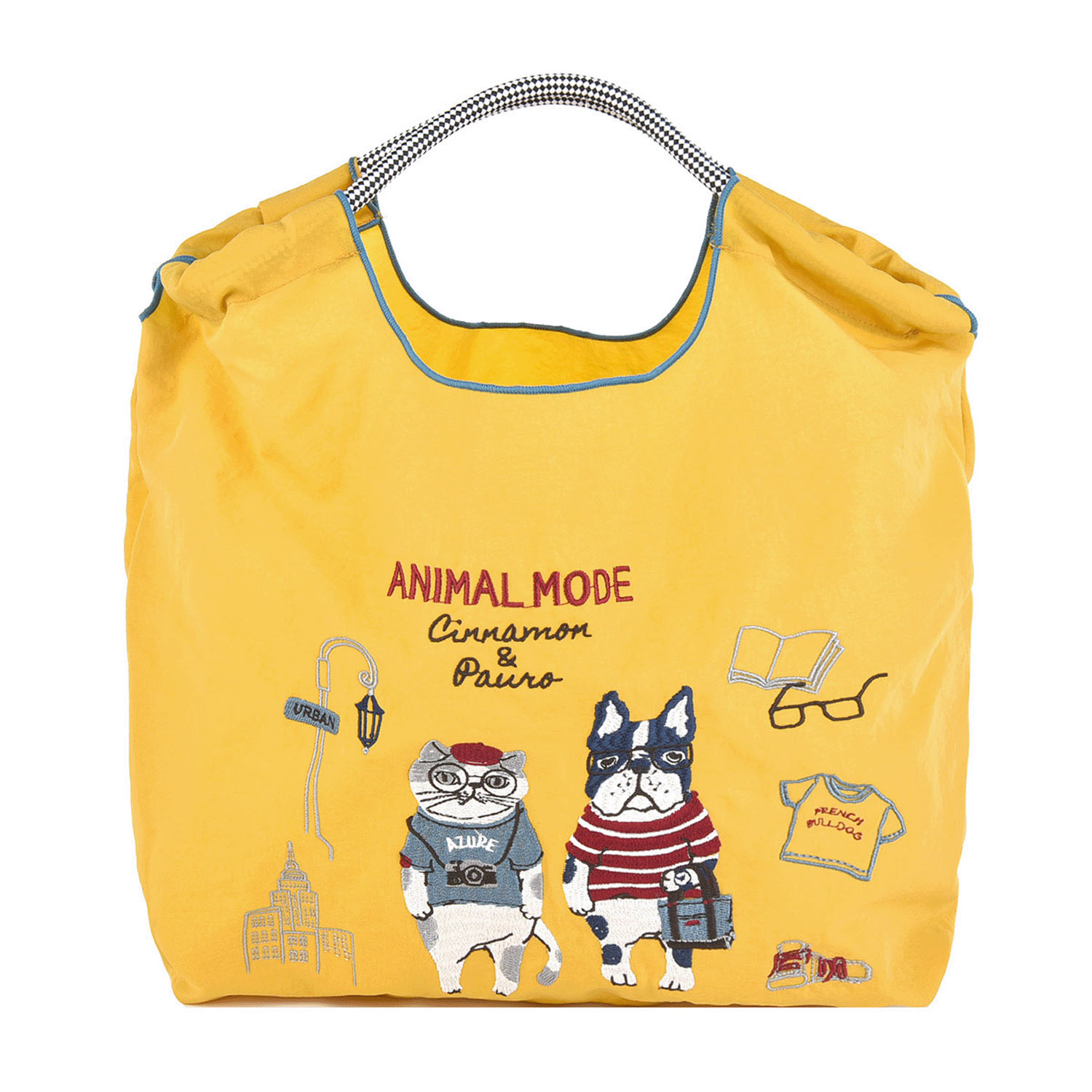 撥水加工刺繍ワッシャーバッグ M アニマルモード柄