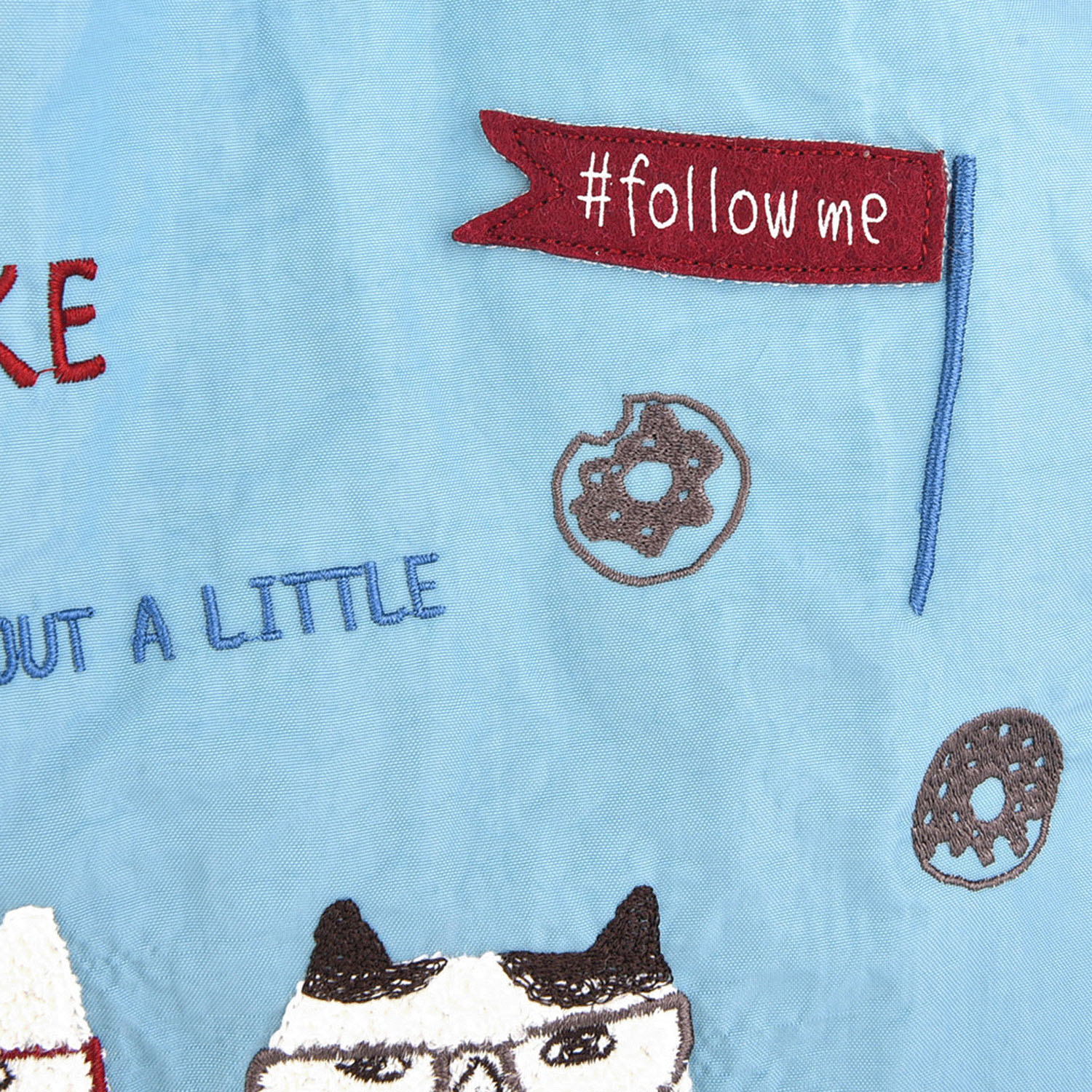 撥水加工刺繍ワッシャーバッグ L ネコまるけ柄 - 画像18