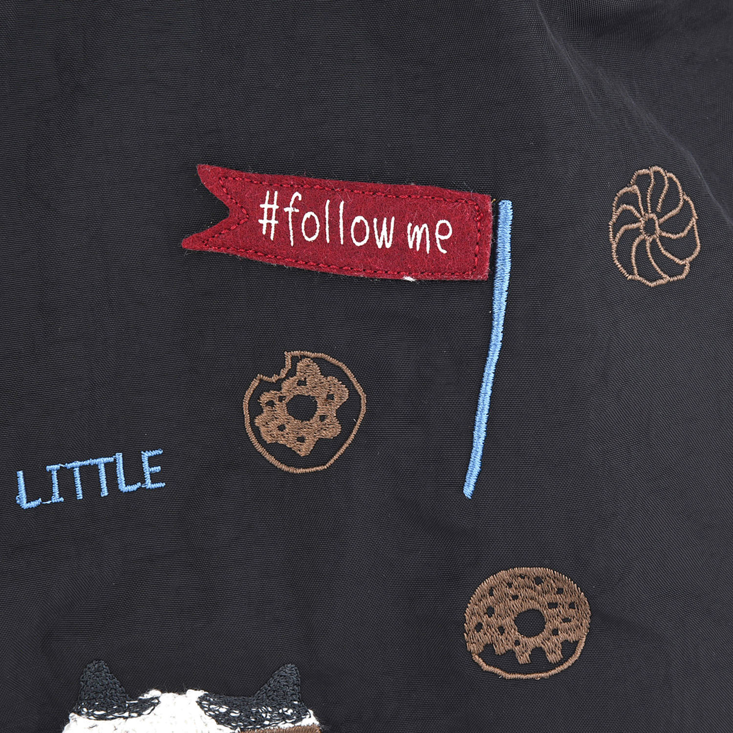 撥水加工刺繍ワッシャーバッグ L ネコまるけ柄 - 画像6