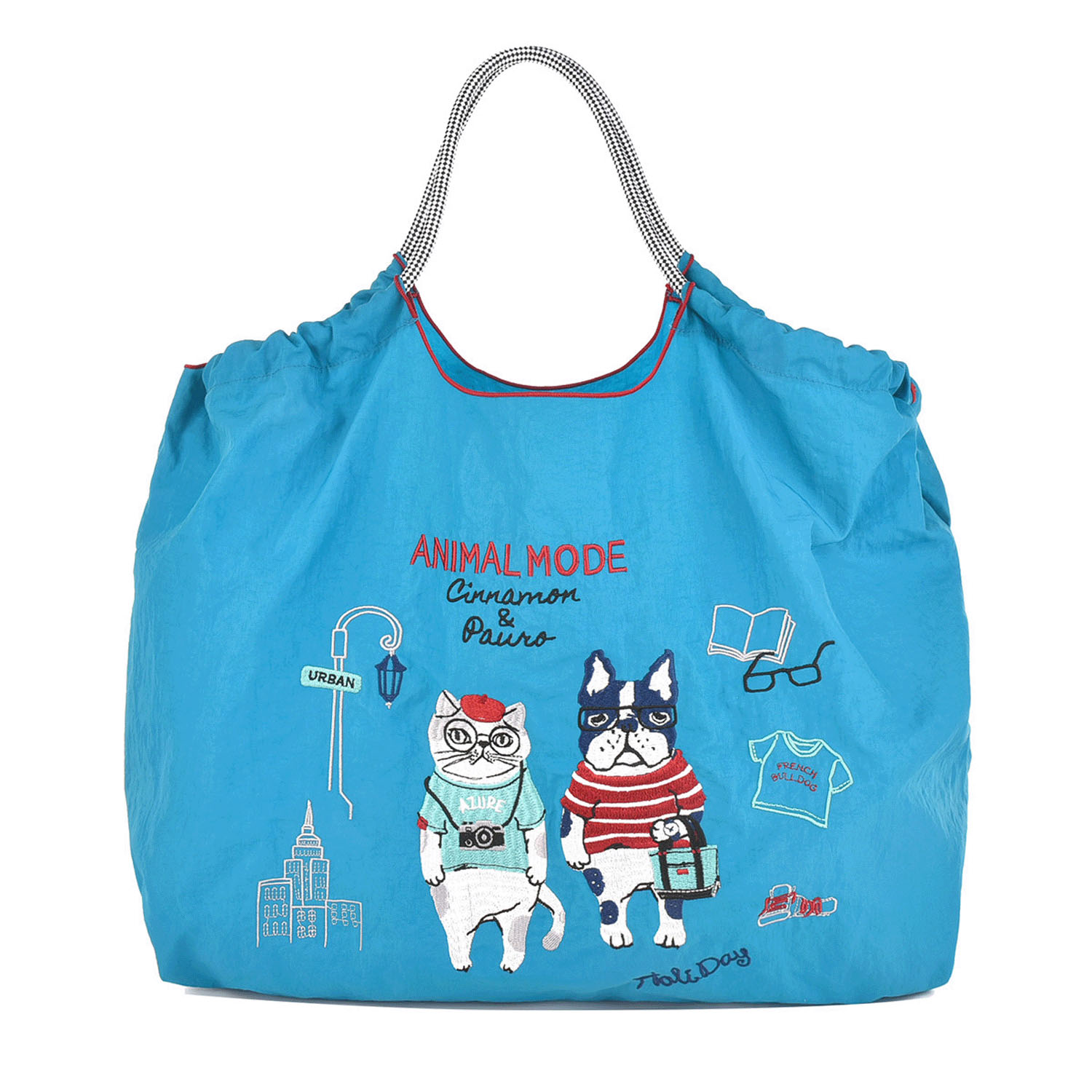 撥水加工刺繍ワッシャーバッグ L アニマルモード柄 - 画像13