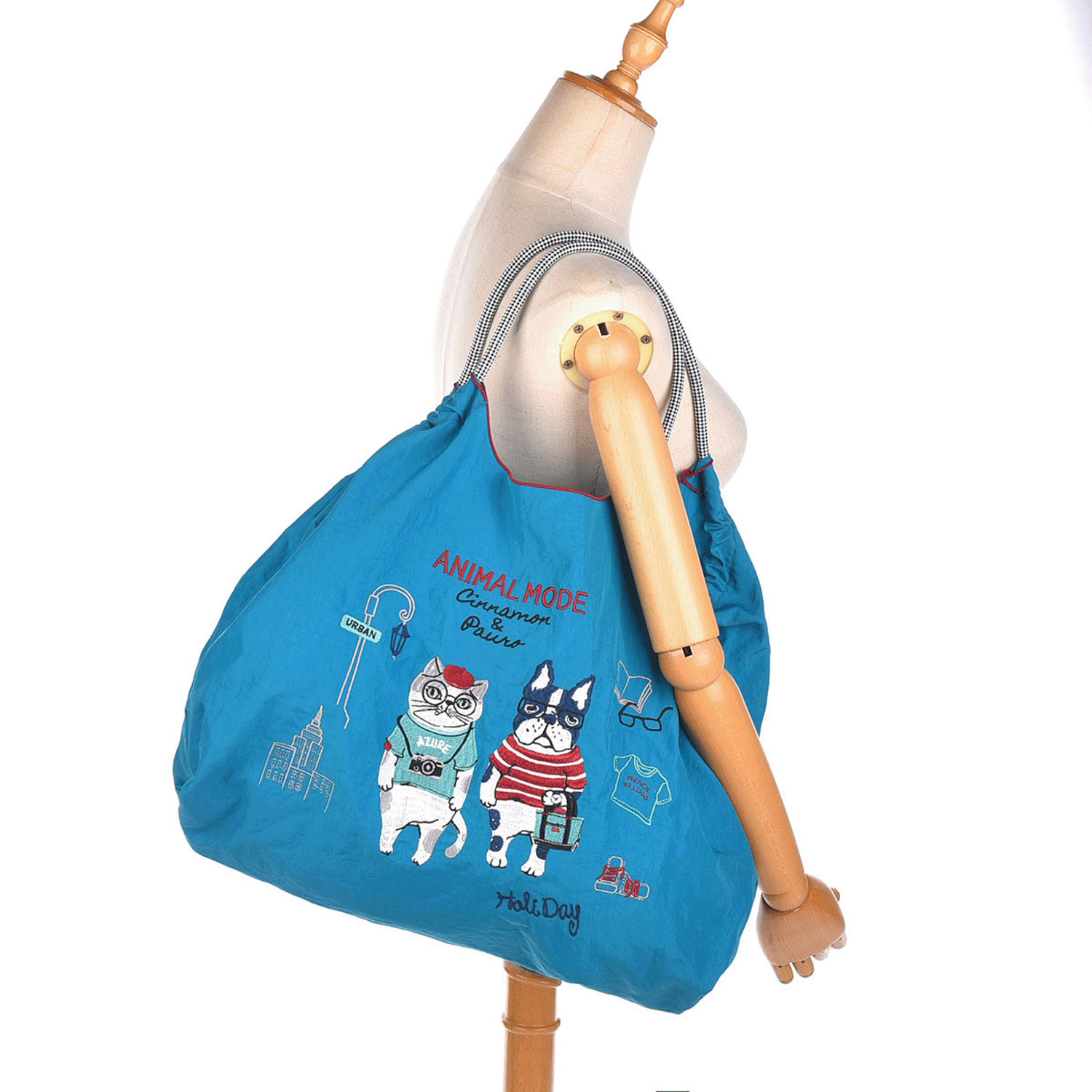 撥水加工刺繍ワッシャーバッグ L アニマルモード柄 - 画像22