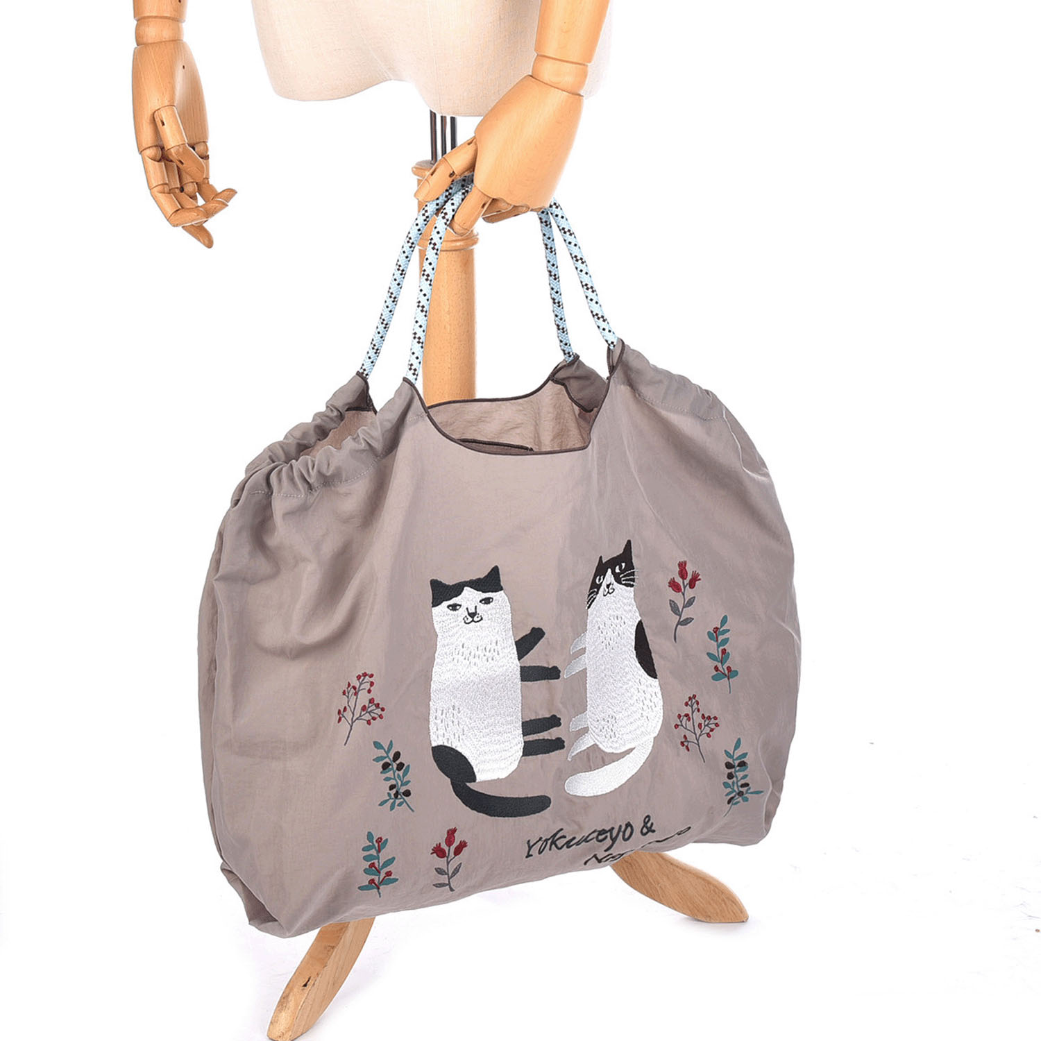 撥水加工刺繍ワッシャーバッグ L なごなごさん柄 - 画像12