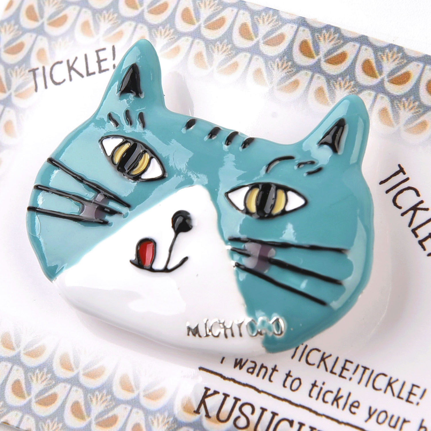 親指サイズのブローチ ミチョロ（ブルーグリーン） - 画像3