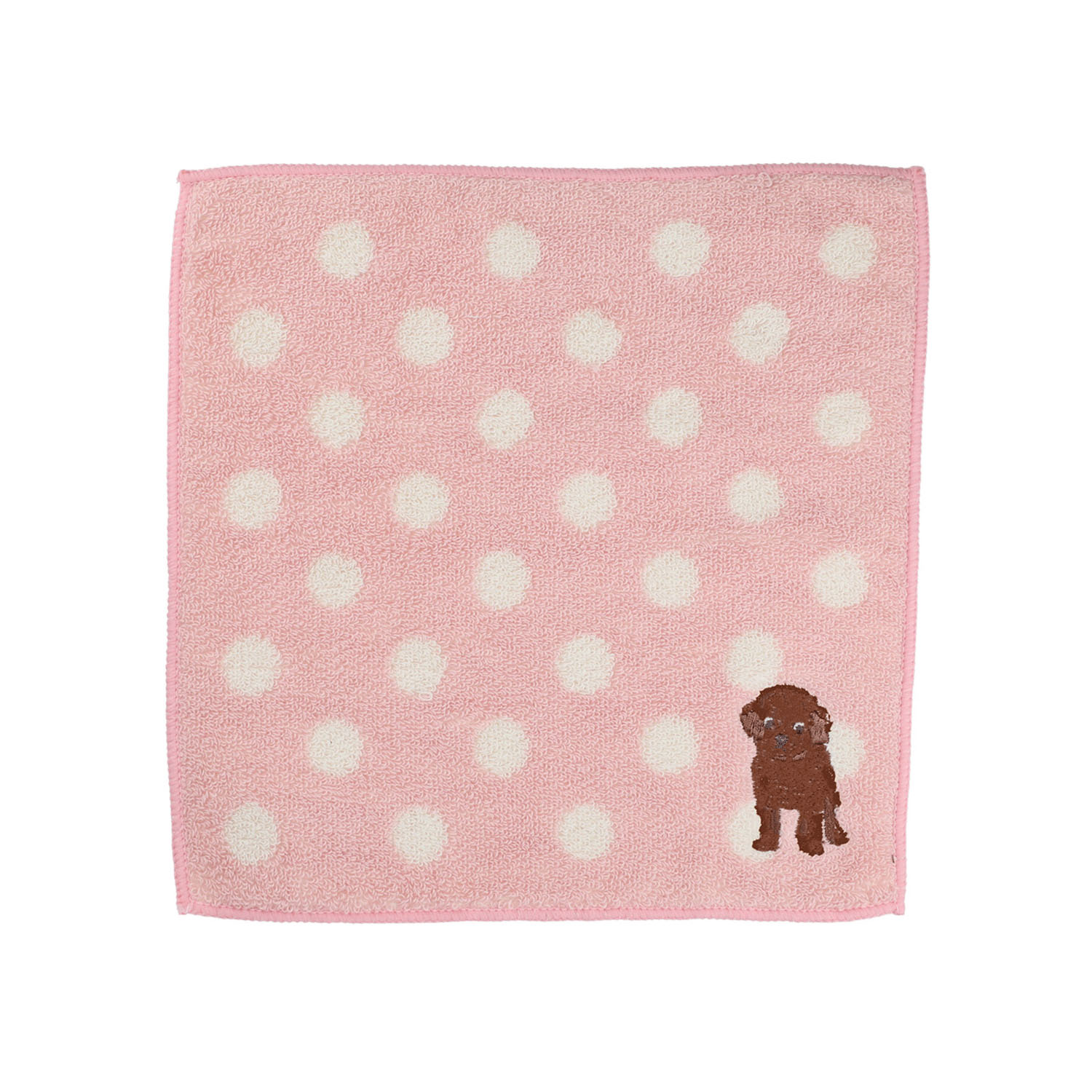 タオルハンカチ ポイントプードル ピンク