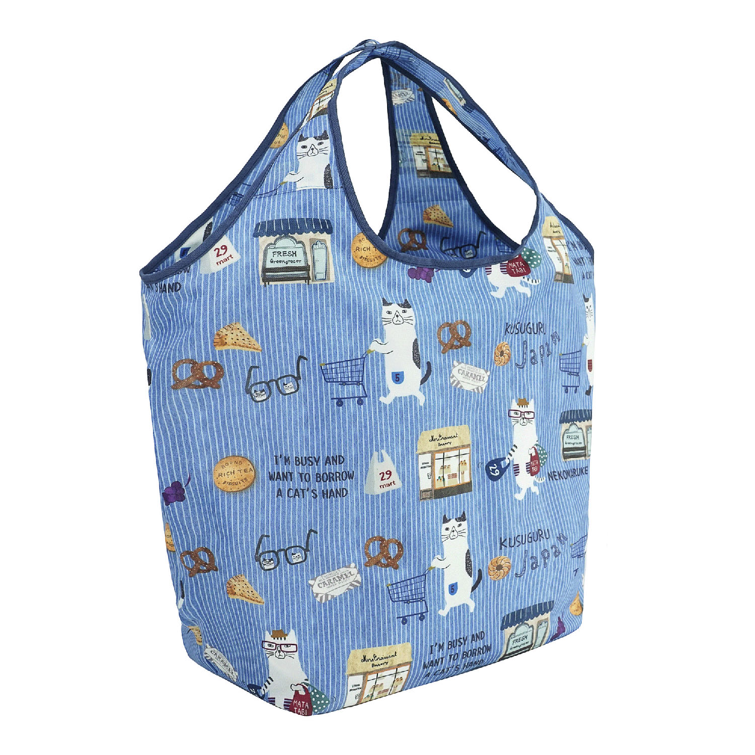 シルバー保冷保温 折り畳みエコバッグ（Lサイズ） ネコまるけ柄 - 画像9