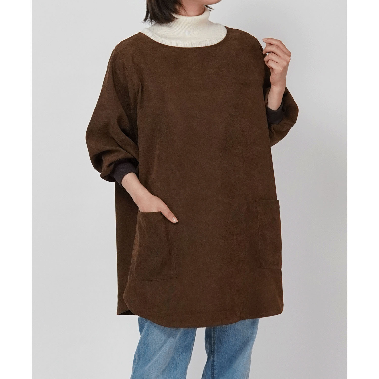 サニーコーデユロイ 花びらリブ袖かっぽう着 - 画像1