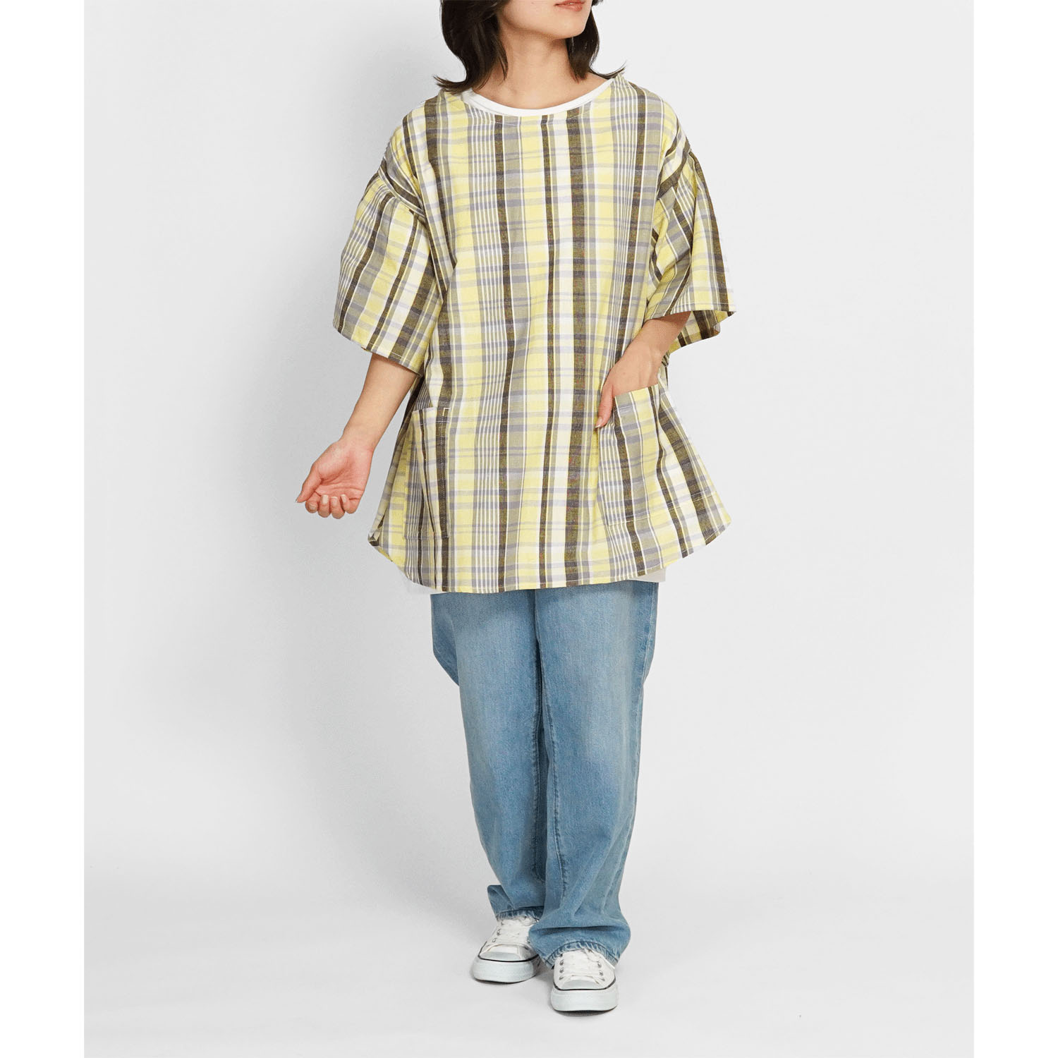 ドストチェック 半袖かっぽうぎ