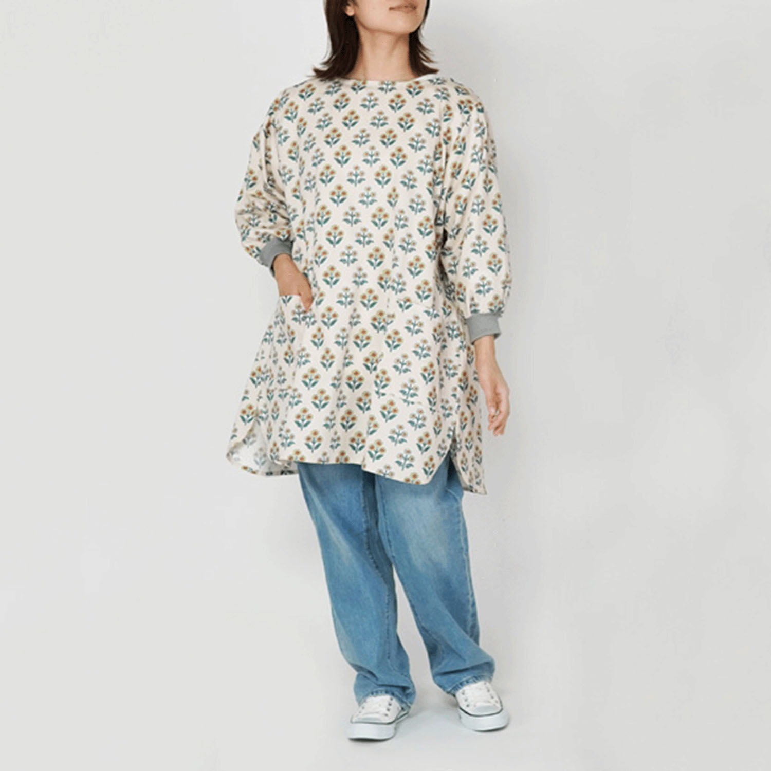 スコマール 花びらリブ袖かっぽうぎ