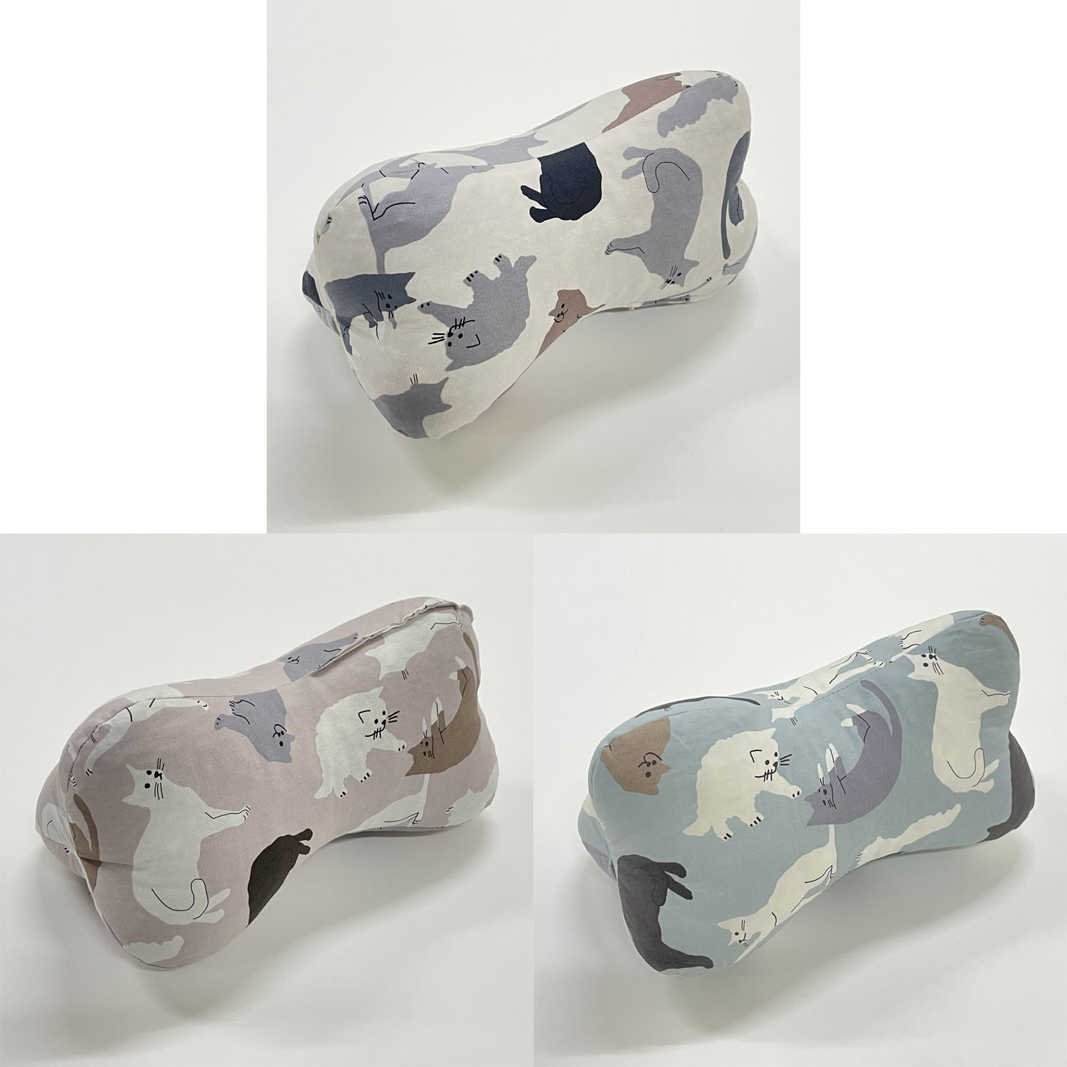 ねこ柄低反発ほね枕【アイボリー色終了予定】 - 画像1